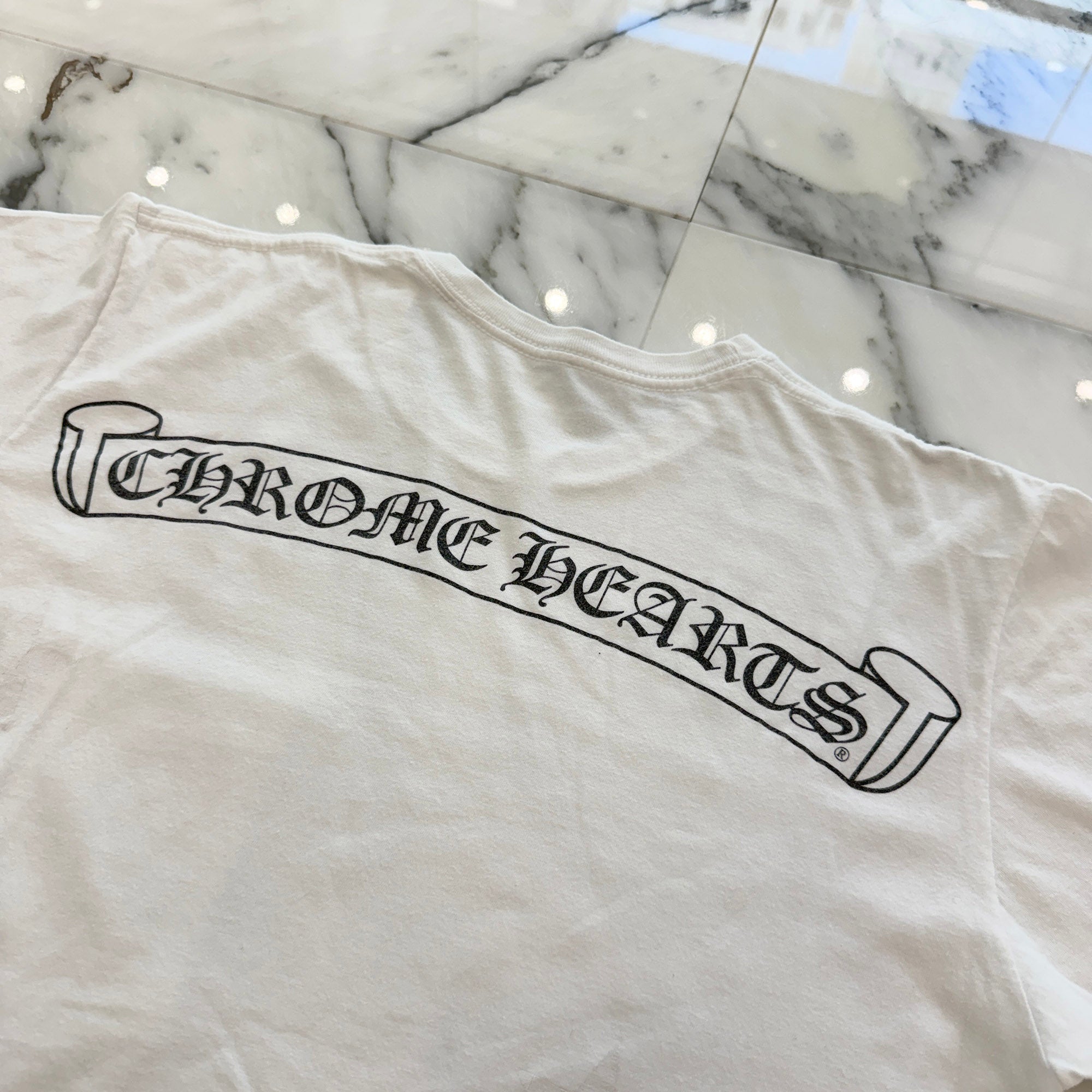 CHROME HEARTS Back Scroll Horseshoe Star Print Tee Size M クロムハーツ バックスクロール ホースシュー スタープリントTシャツ サイズM
