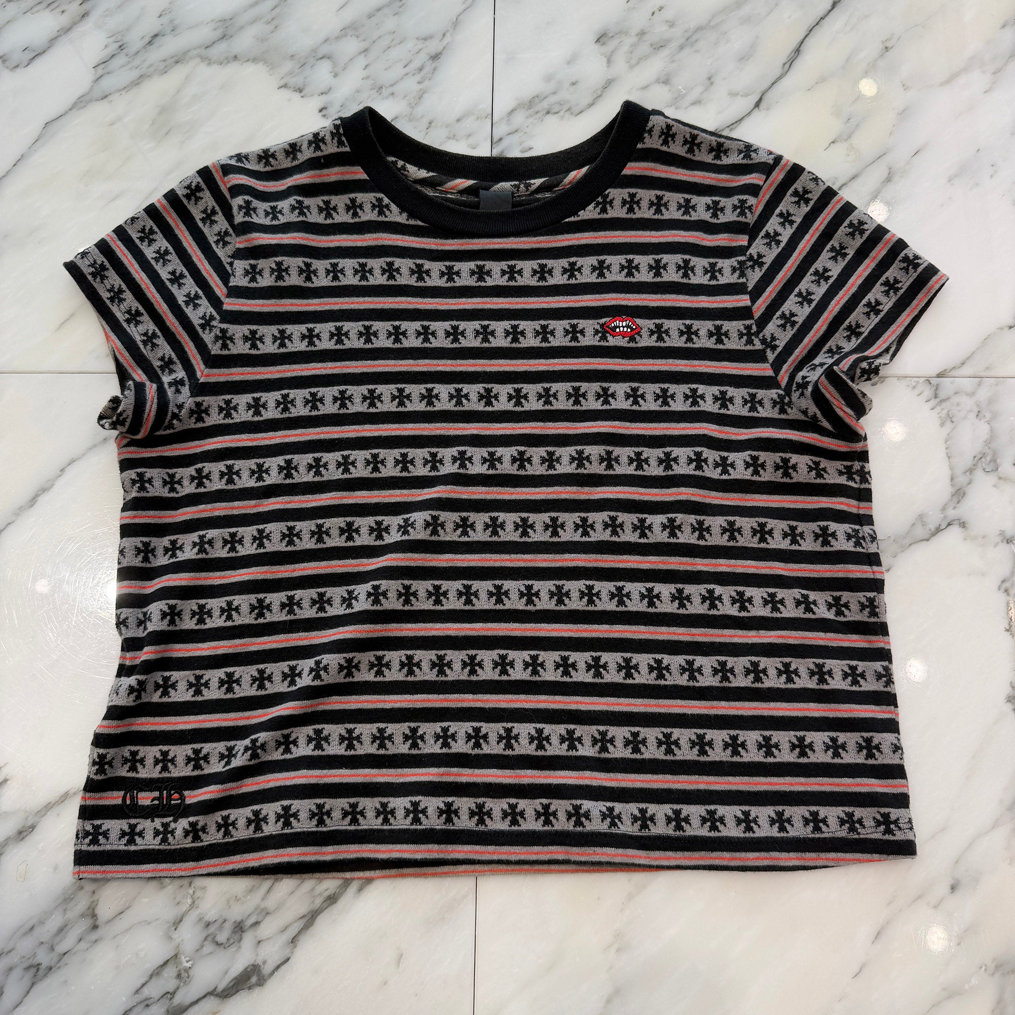 CHROME HEARTS × MATTY BOY Y NOT Stripe CH Plus Tee Size S クロムハーツ×マッティボーイ ワイノット ストライプ CHプラス Tシャツ サイズS