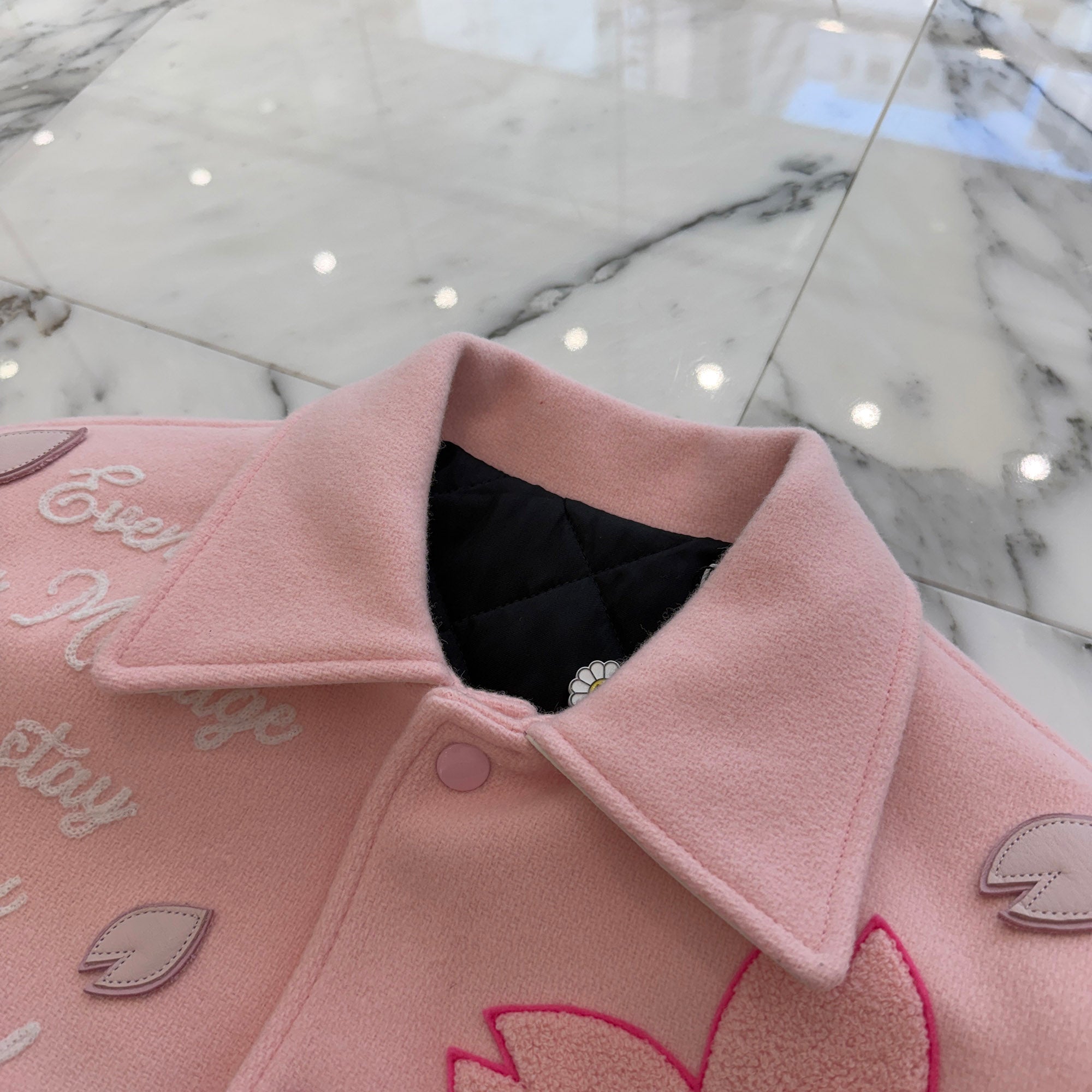 READY MADE × Takashi Murakami Mononoke Maid 2026SS Leather Patch & Floral Embroidery Varsity Jacket MT-MK8-0000-024 Size S レディーメイド×村上隆 モノノケ・メイド レザーパッチ フラワー刺繡 バーシティジャケット サイズS
