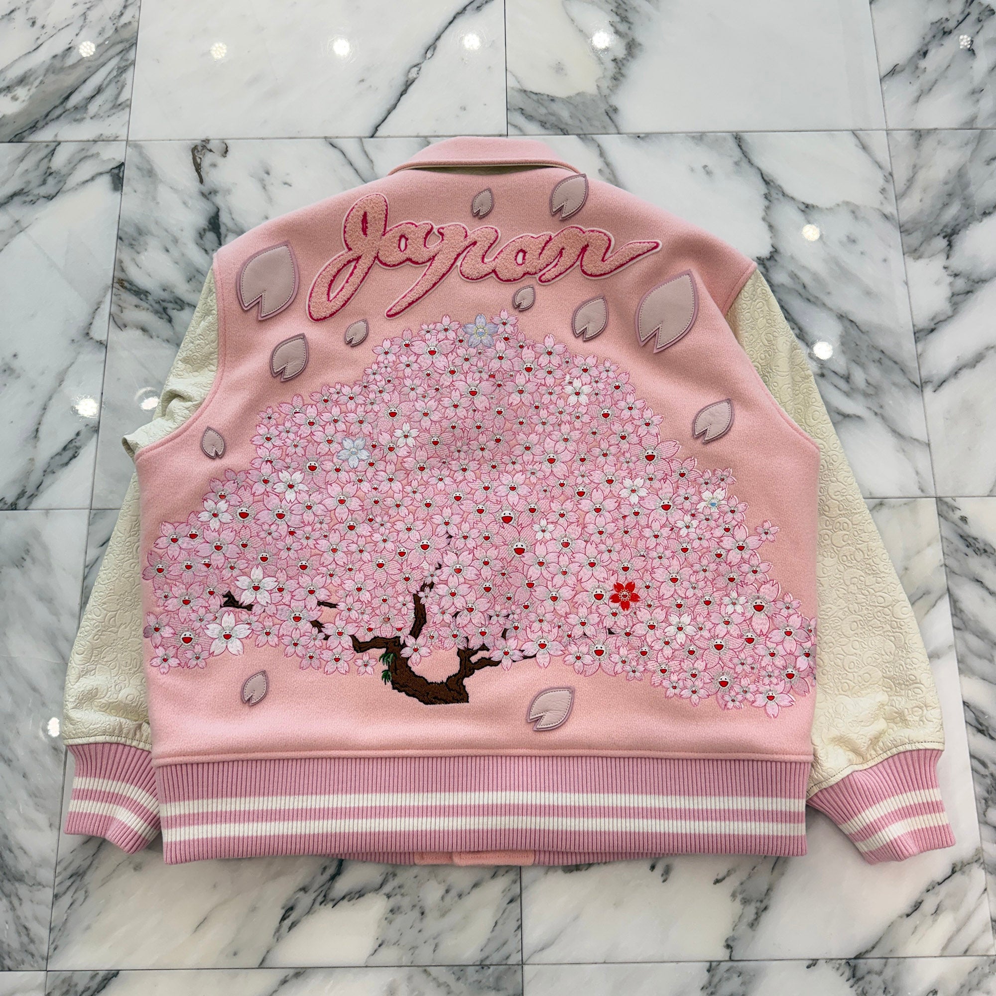 READY MADE × Takashi Murakami Mononoke Maid 2026SS Leather Patch & Floral Embroidery Varsity Jacket MT-MK8-0000-024 Size S レディーメイド×村上隆 モノノケ・メイド レザーパッチ フラワー刺繡 バーシティジャケット サイズS