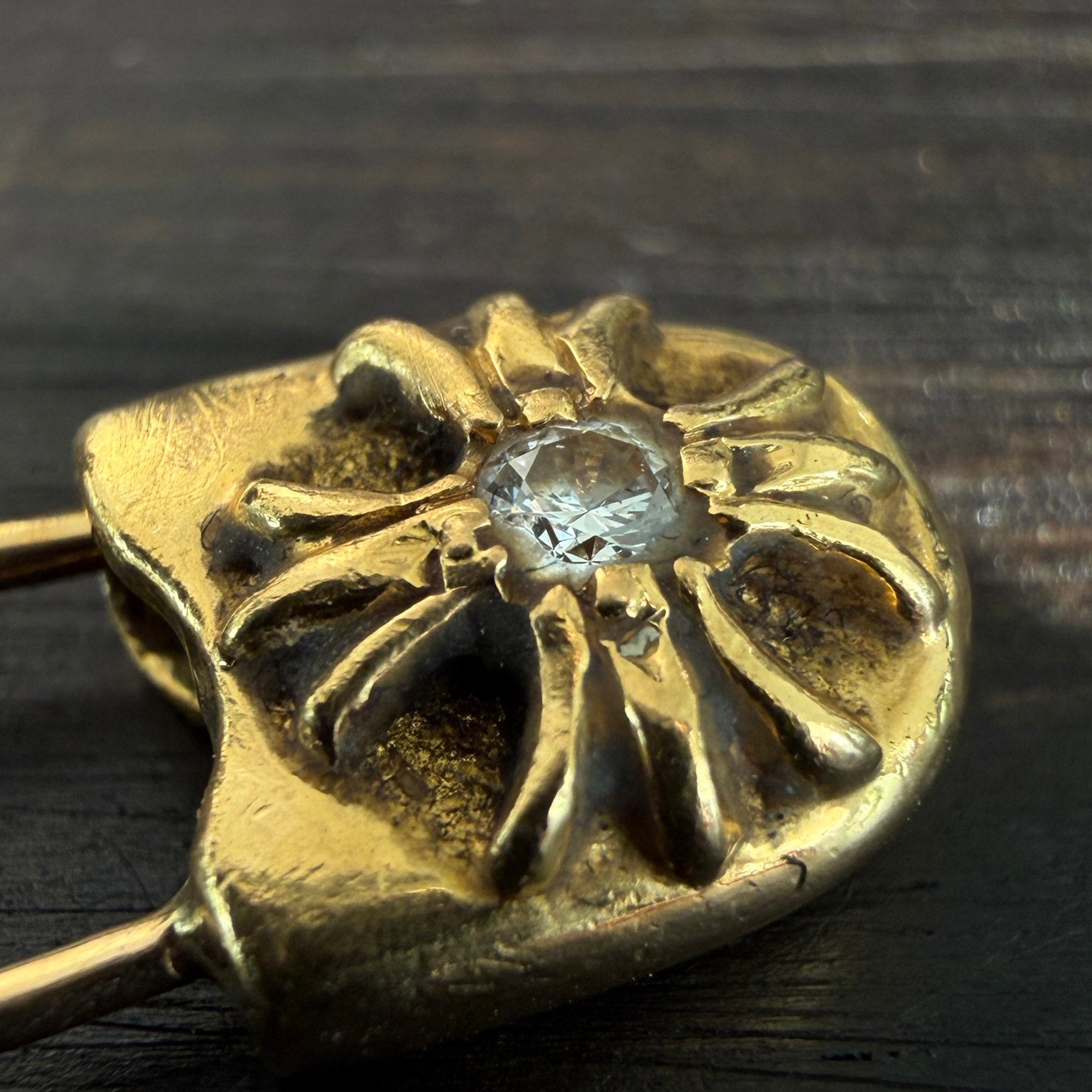 CHROME HEARTS 22K Safety Pin 1 Diamond Charm クロムハーツ 22K セーフティ ピン 1ダイヤモンド チャーム