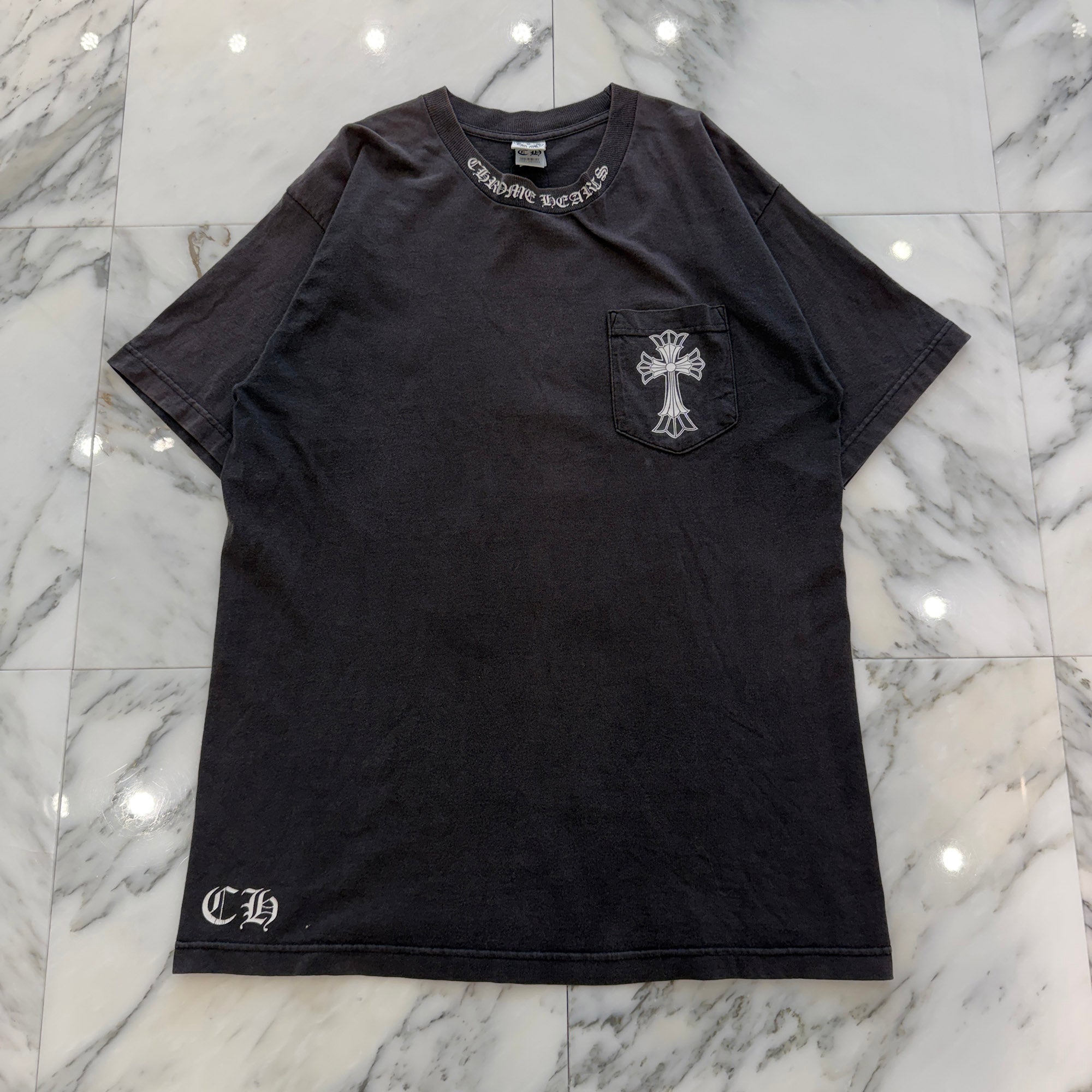 CHROME HEARTS Neck Logo Back Double Cross Scroll Tee Size L クロムハーツ ネックロゴ バック ダブル クロス スクロール Tシャツ サイズL
