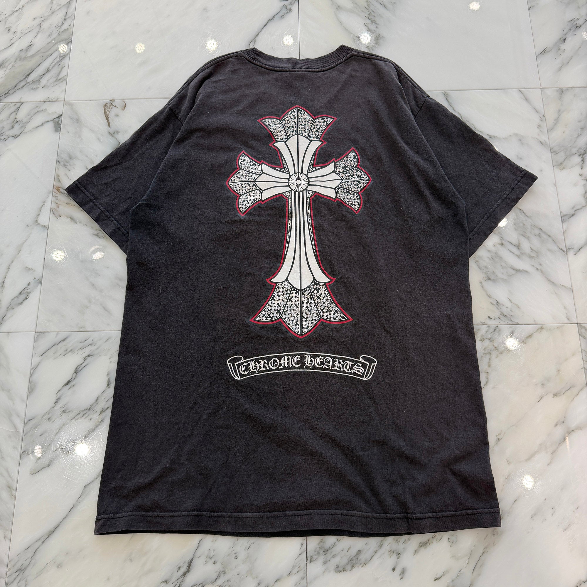 CHROME HEARTS Neck Logo Back Double Cross Scroll Tee Size L クロムハーツ ネックロゴ バック ダブル クロス スクロール Tシャツ サイズL