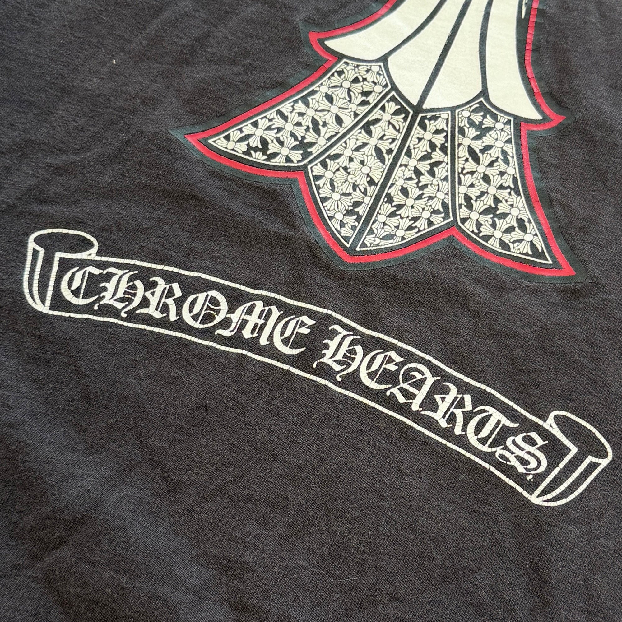 CHROME HEARTS Neck Logo Back Double Cross Scroll Tee Size L クロムハーツ ネックロゴ バック ダブル クロス スクロール Tシャツ サイズL