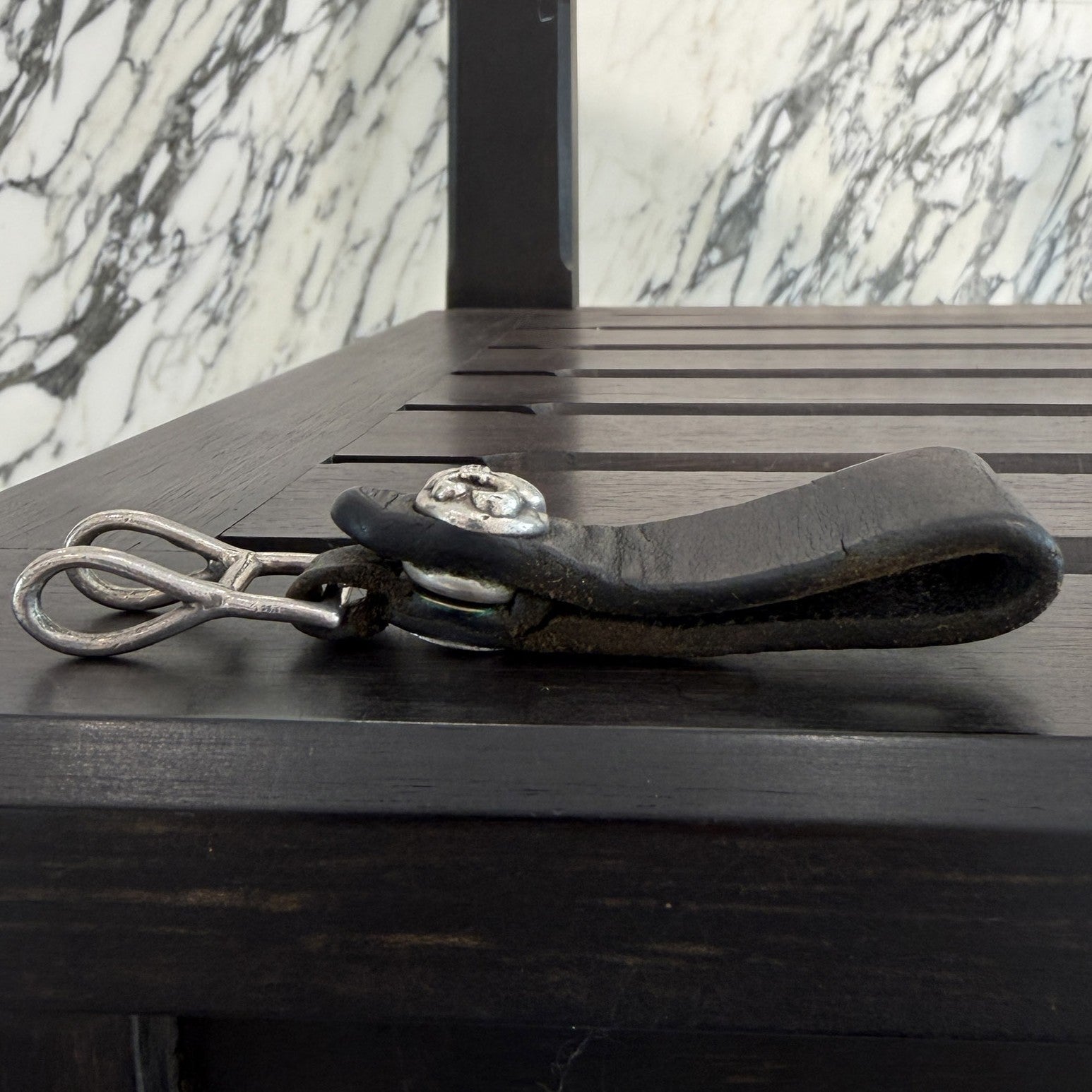 CHROME HEARTS BS Flare Button Leather W Belt Loop クロムハーツ BS