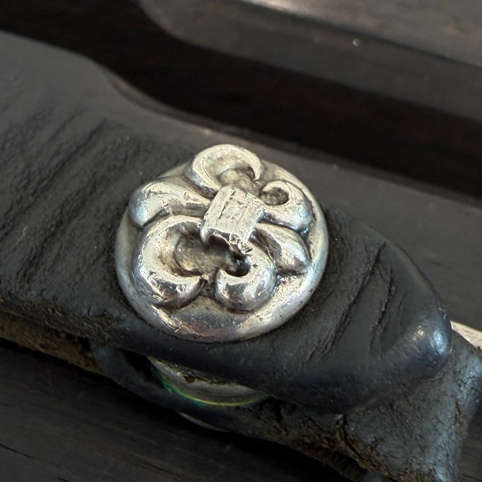 CHROME HEARTS BS Flare Button Leather W Belt Loop クロムハーツ BS