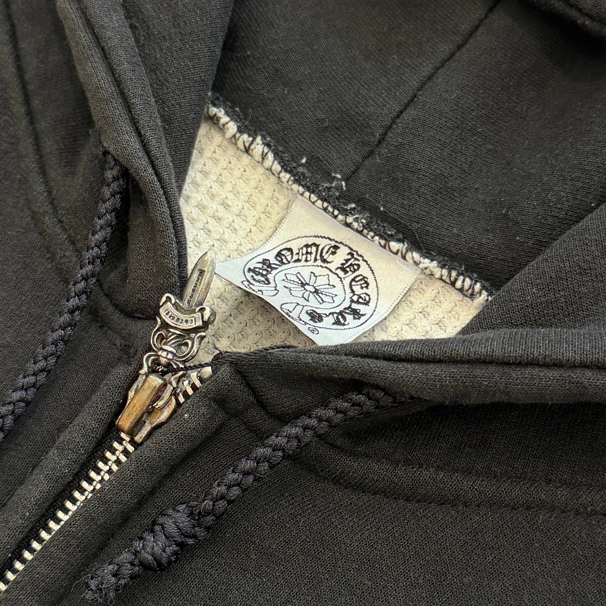 CHROME HEARTS Floral Cross Horseshoe Thermal Zip Up Hoodie Size L クロムハーツ フローラルクロス ホースシュー  サーマル ジップアップ フーディ サイズL
