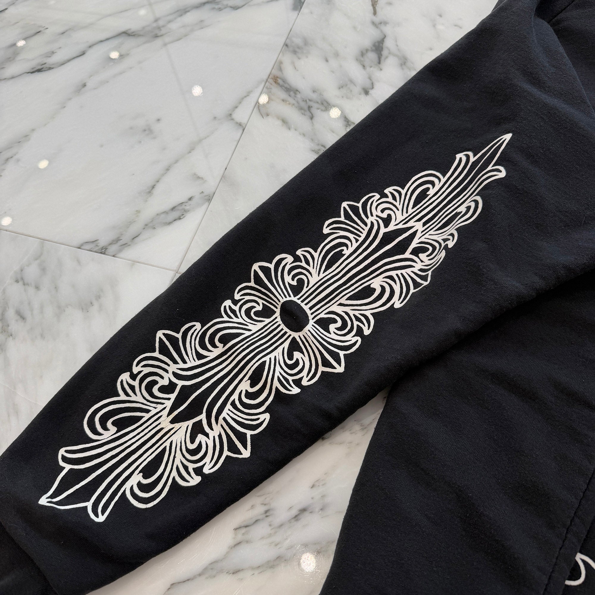 CHROME HEARTS Floral Cross Horseshoe Thermal Zip Up Hoodie Size L クロムハーツ フローラルクロス ホースシュー  サーマル ジップアップ フーディ サイズL