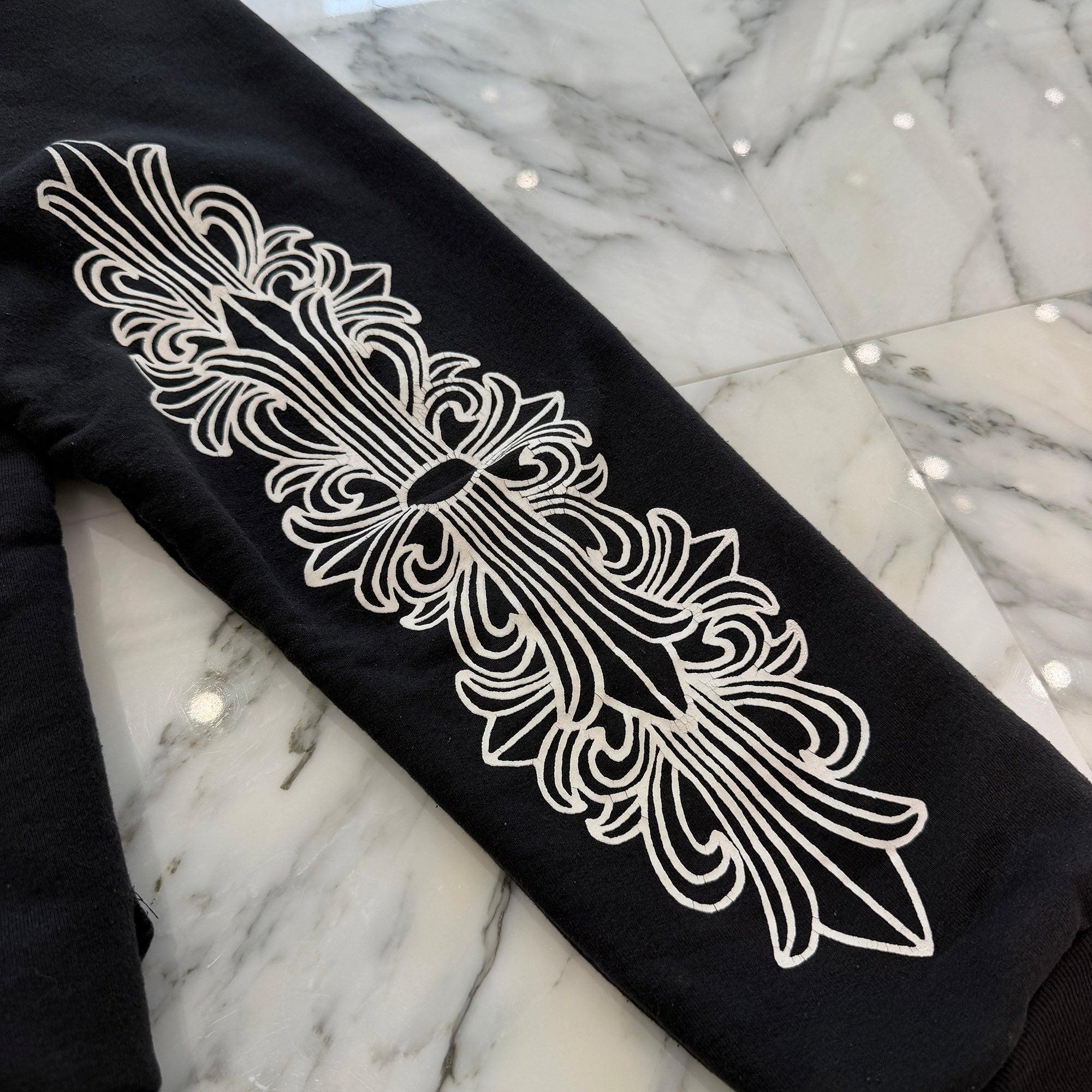 CHROME HEARTS Floral Cross Horseshoe Thermal Zip Up Hoodie Size L クロムハーツ フローラルクロス ホースシュー  サーマル ジップアップ フーディ サイズL