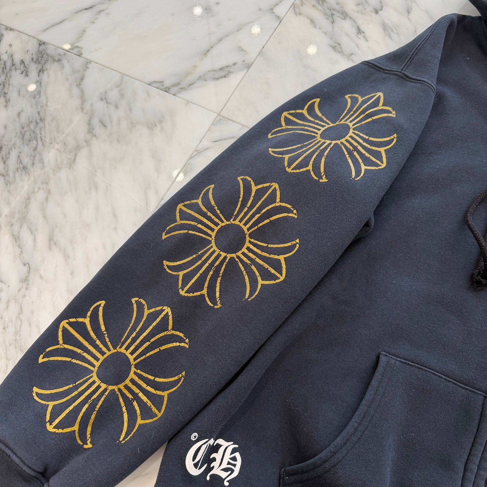 CHROME HEARTS CH Plus Gold Horseshoe Thermal Zip Up Hoodie Size L クロムハーツ CHプラス ゴールド ホースシュー サーマル ジップアップ フーディ サイズL