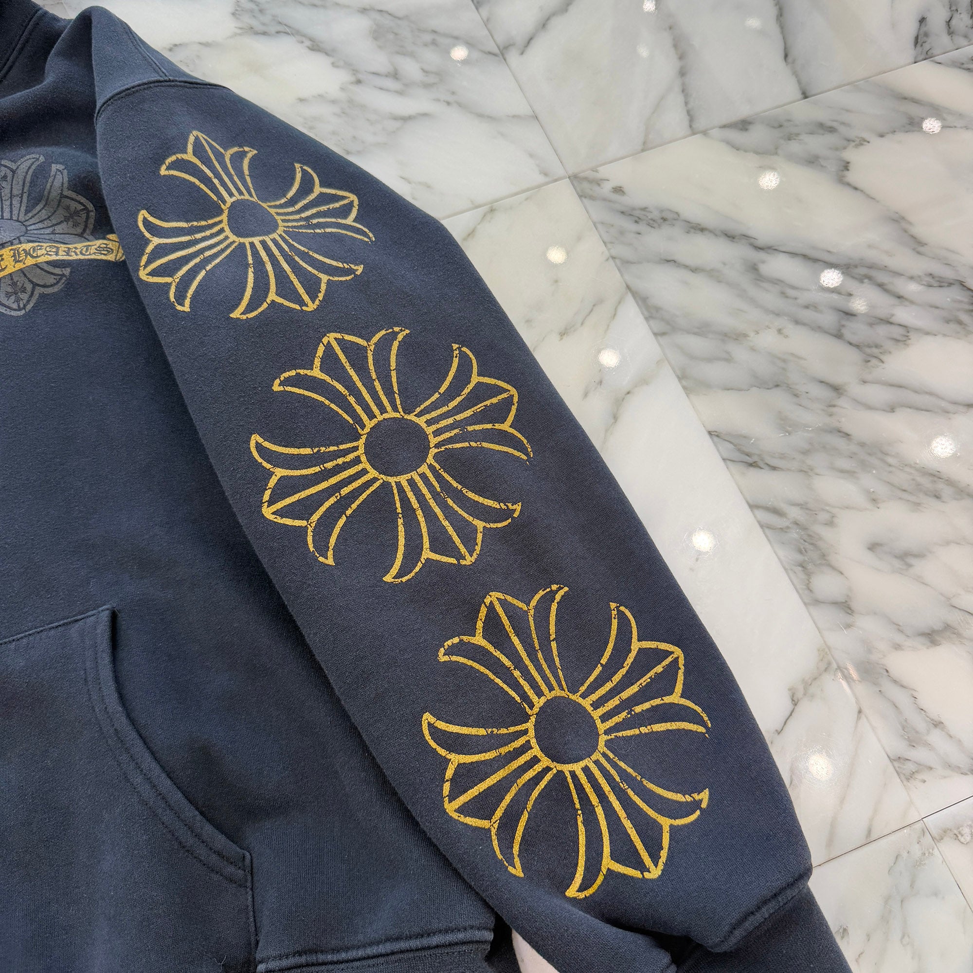 CHROME HEARTS CH Plus Gold Horseshoe Thermal Zip Up Hoodie Size L クロムハーツ CHプラス ゴールド ホースシュー サーマル ジップアップ フーディ サイズL