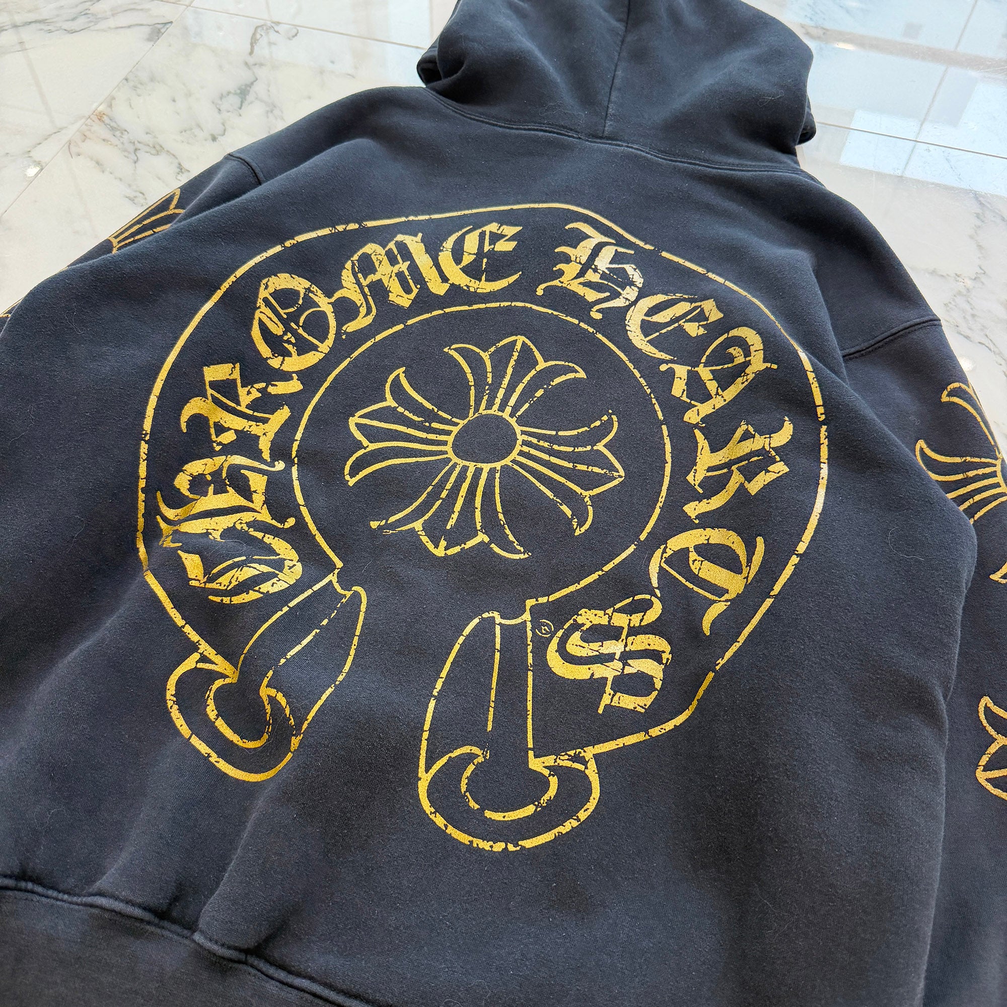 CHROME HEARTS CH Plus Gold Horseshoe Thermal Zip Up Hoodie Size L クロムハーツ CHプラス ゴールド ホースシュー サーマル ジップアップ フーディ サイズL