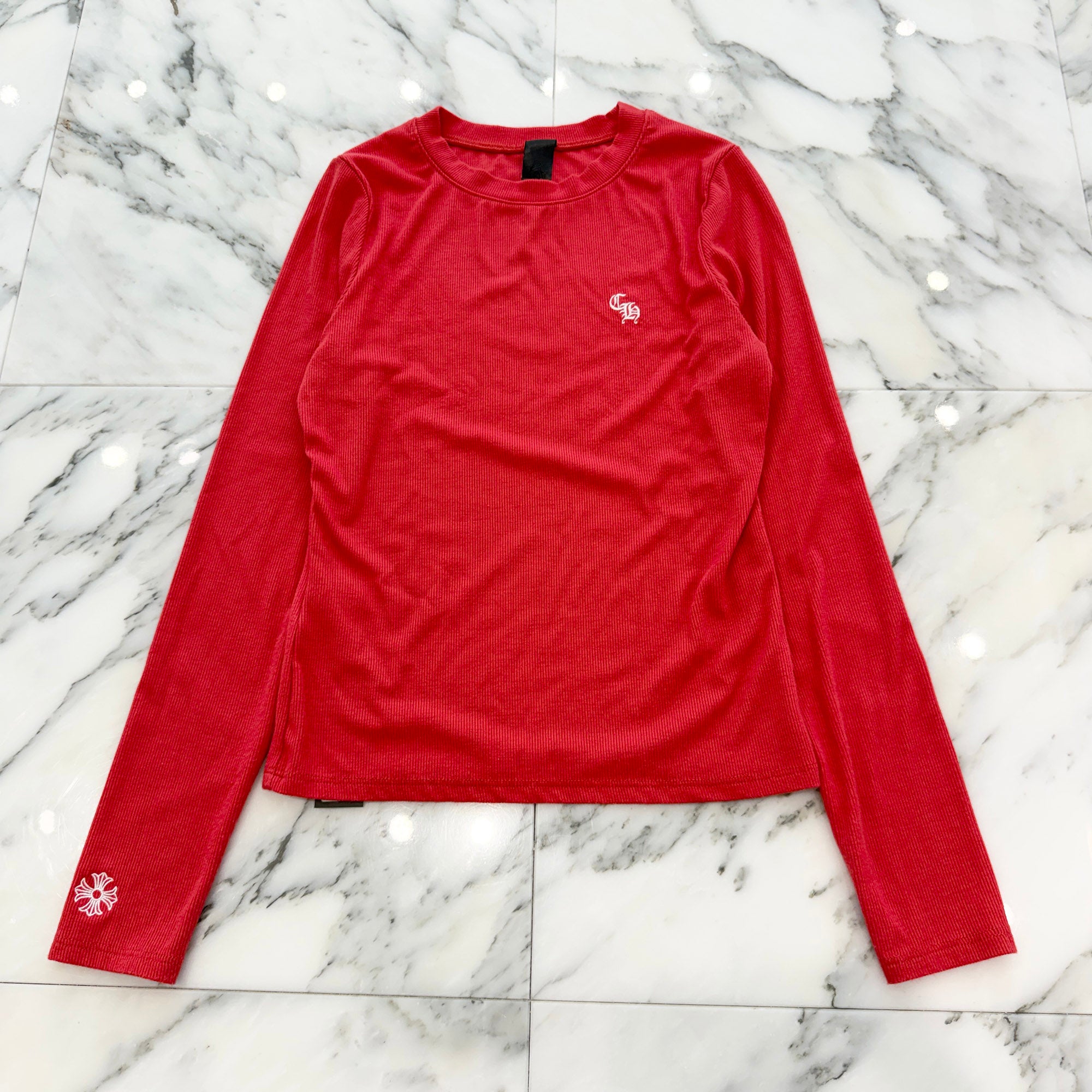 CHROME HEARTS Y NOT Slim Fit CH Logo Embroidery Thermal Rayon Long Sleeve Tee Size XS クロムハーツ ワイノット スリムフィット CHロゴ刺繍 サーマル レーヨン ロングスリーブTシャツ サイズXS