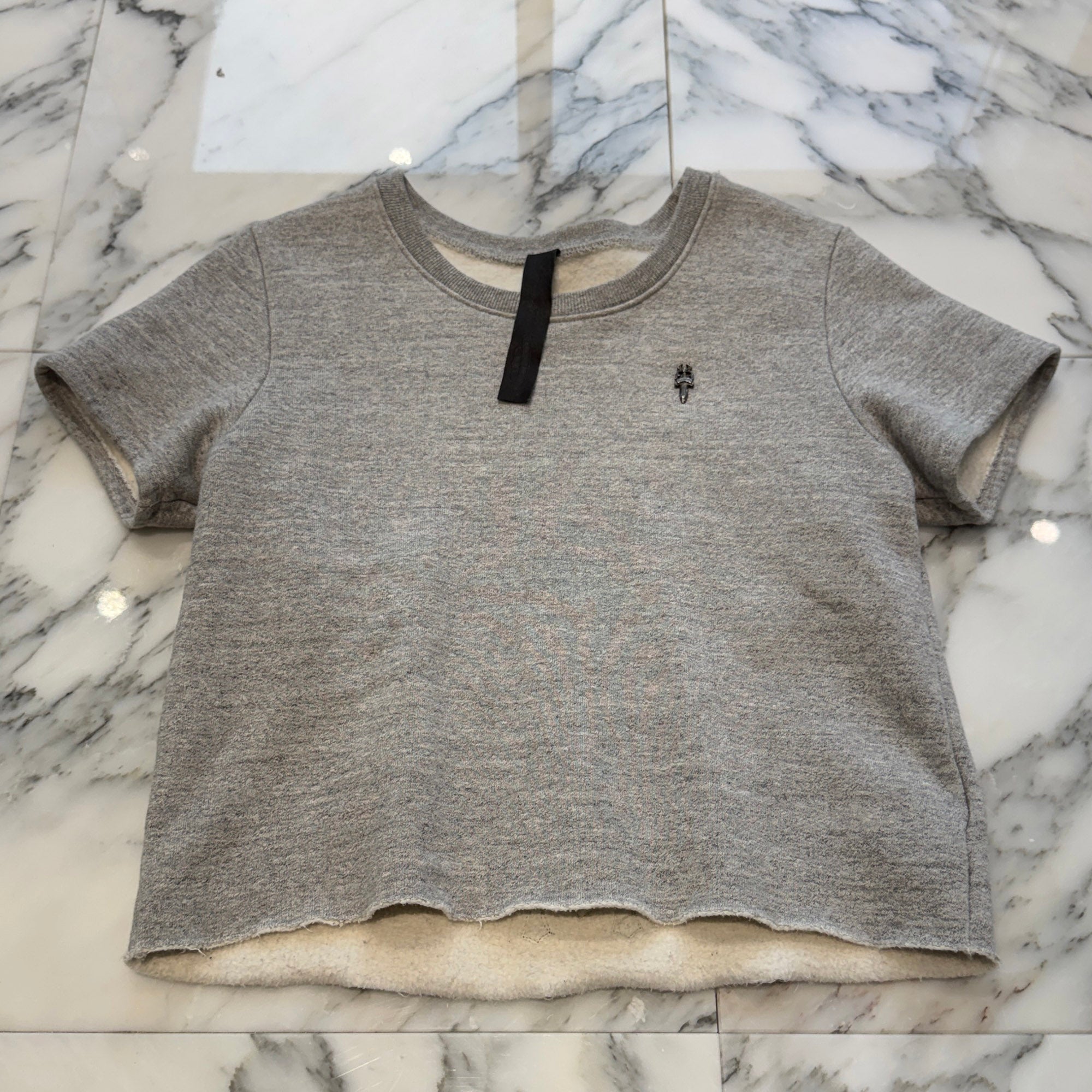 CHROME HEARTS Y NOT Dagger Rivet Cemetery Cross Leather Patch Sweat Tee Size M クロムハーツ ワイノット ダガー リベット セメタリークロス レザーパッチ スウェット Tシャツ サイズM