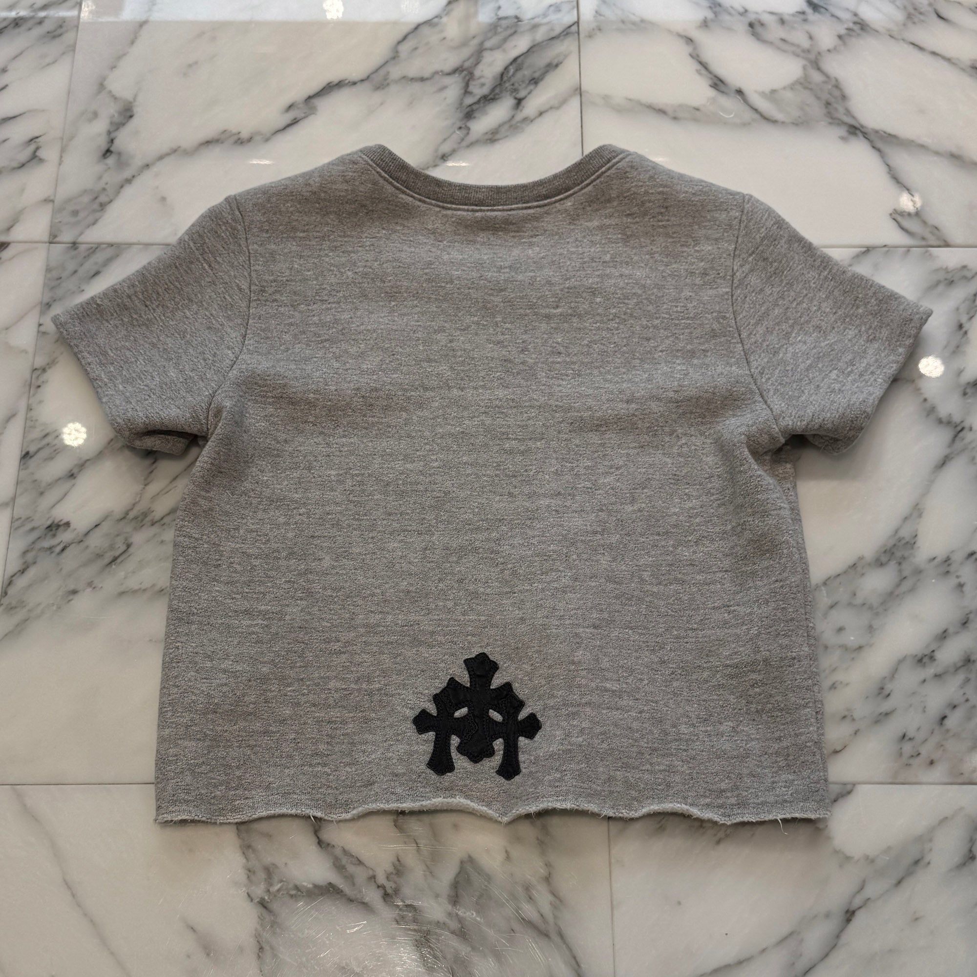 CHROME HEARTS Y NOT Dagger Rivet Cemetery Cross Leather Patch Sweat Tee Size M クロムハーツ ワイノット ダガー リベット セメタリークロス レザーパッチ スウェット Tシャツ サイズM