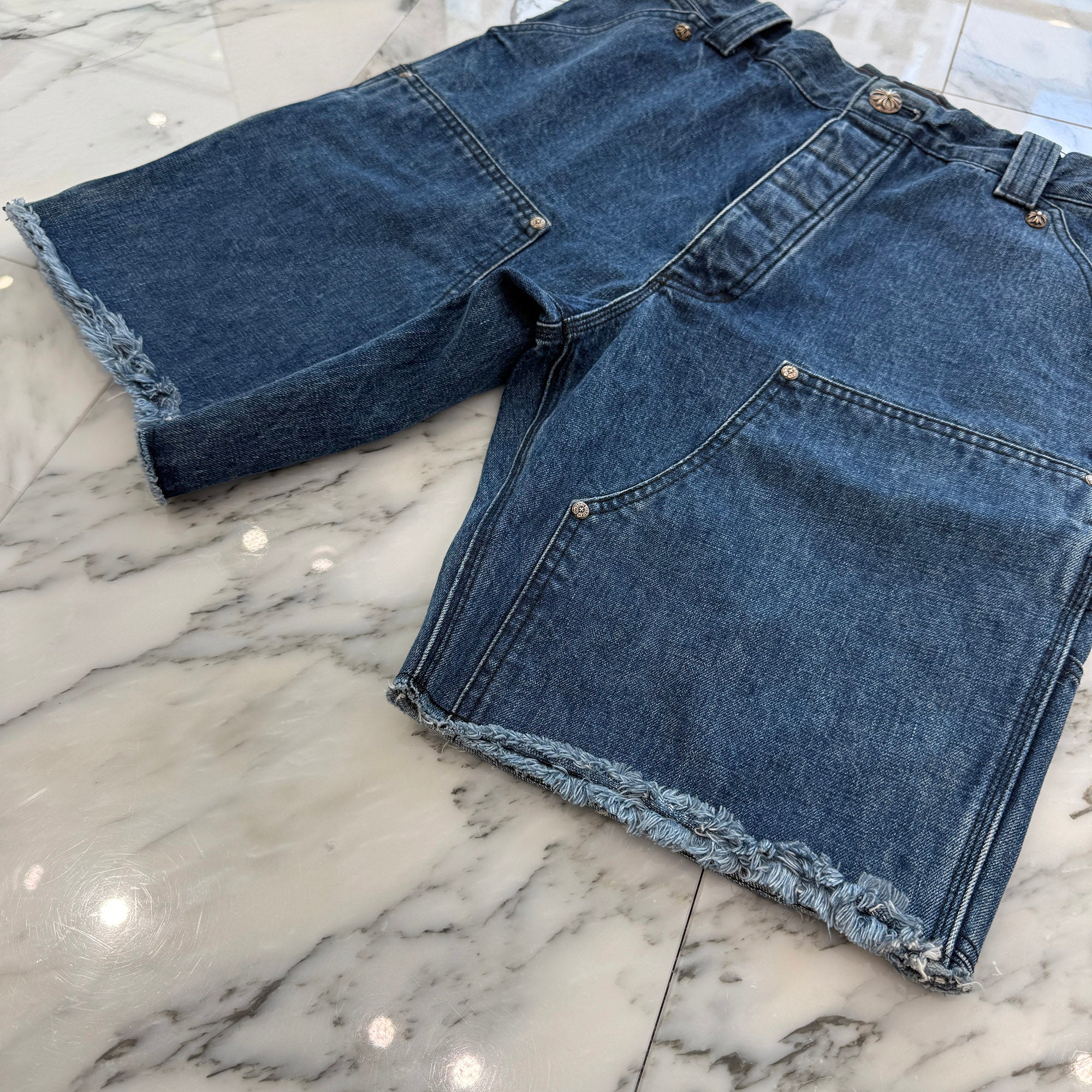 CHROME HEARTS Carpenter Cross Ball Button Denim Shorts Size 34 クロムハーツ カーペンター クロスボールボタン デニムショーツ サイズ34