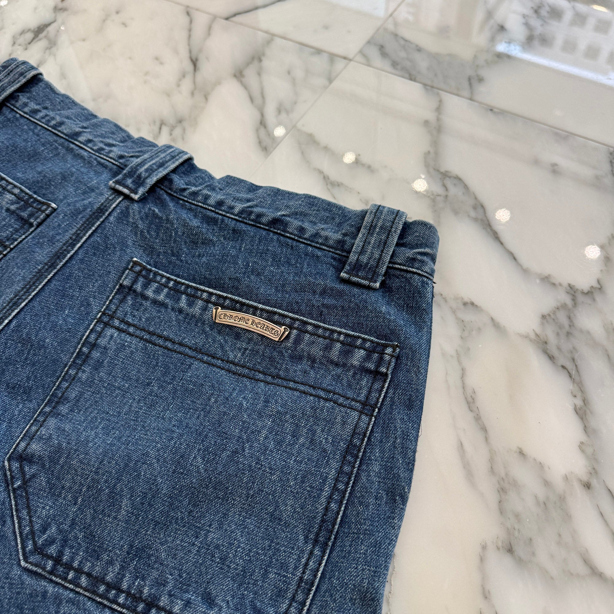 CHROME HEARTS Carpenter Cross Ball Button Denim Shorts Size 34 クロムハーツ カーペンター クロスボールボタン デニムショーツ サイズ34