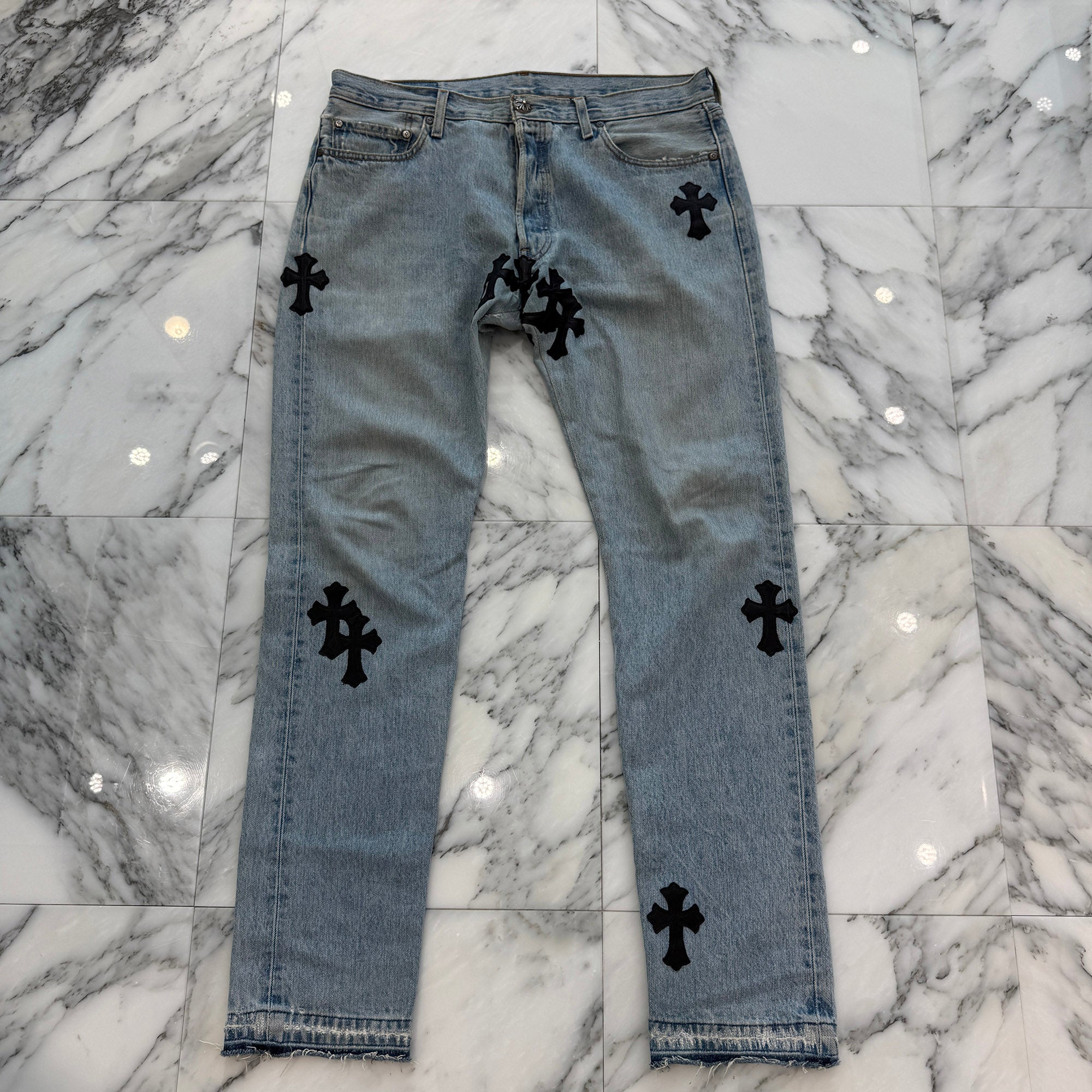 CHROME HEARTS × Levi's VNTG Cross Leather Patch Denim Pants Size 34 クロムハーツ × リーバイス ヴィンテージ クロスレザーパッチ デニムパンツ サイズ34