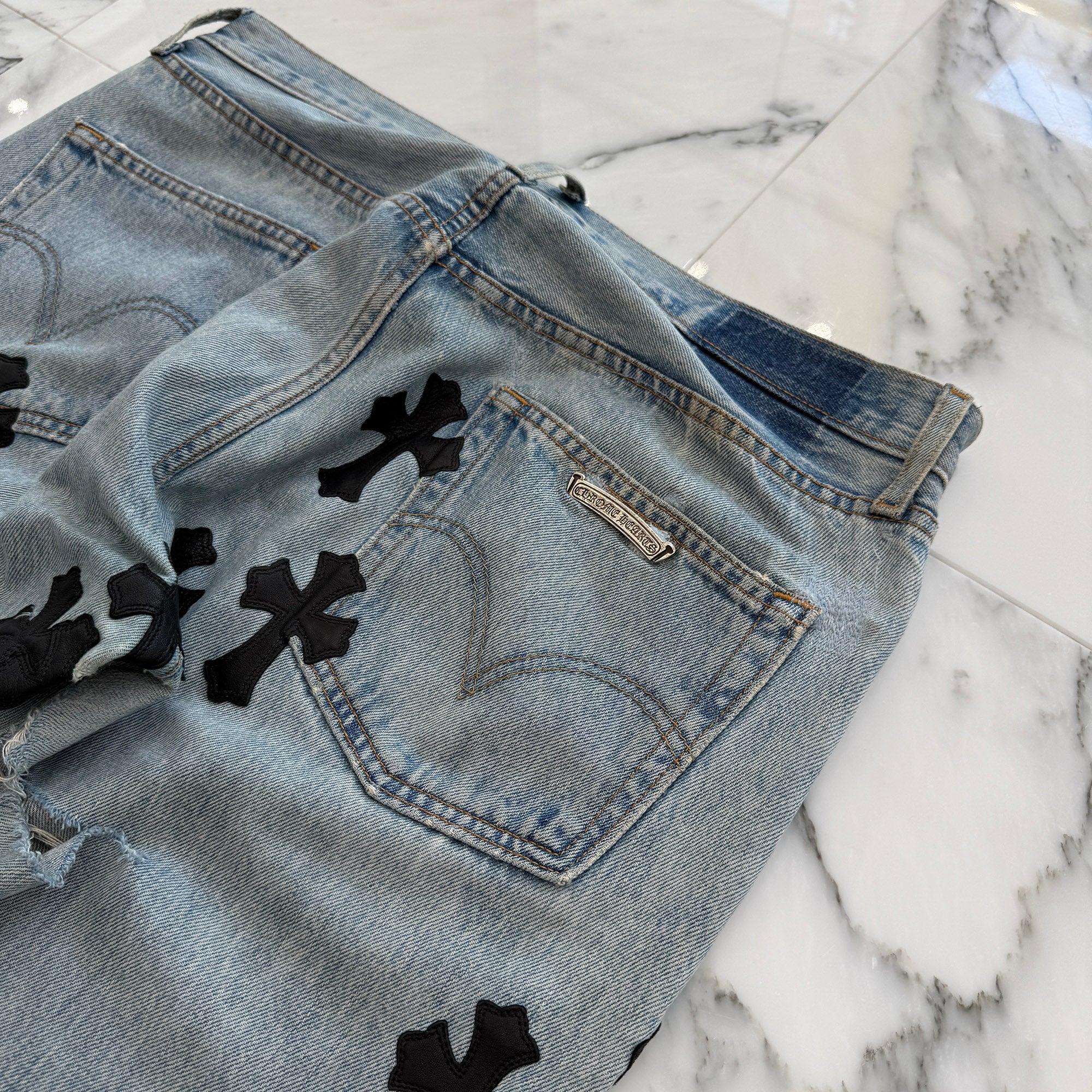 CHROME HEARTS × Levi's VNTG Cross Leather Patch Denim Pants Size 34 クロムハーツ × リーバイス ヴィンテージ クロスレザーパッチ デニムパンツ サイズ34