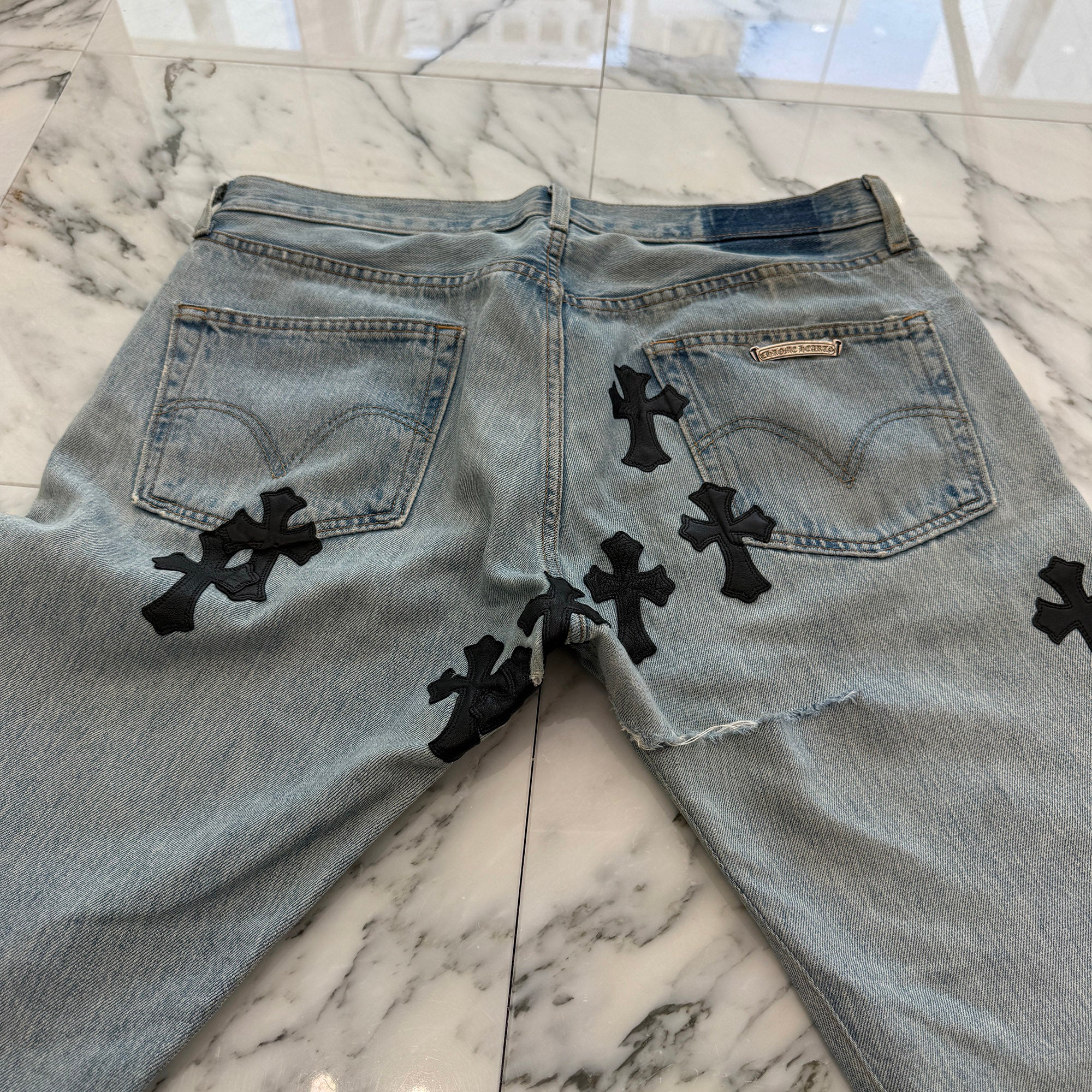 CHROME HEARTS × Levi's VNTG Cross Leather Patch Denim Pants Size 34 クロムハーツ × リーバイス ヴィンテージ クロスレザーパッチ デニムパンツ サイズ34