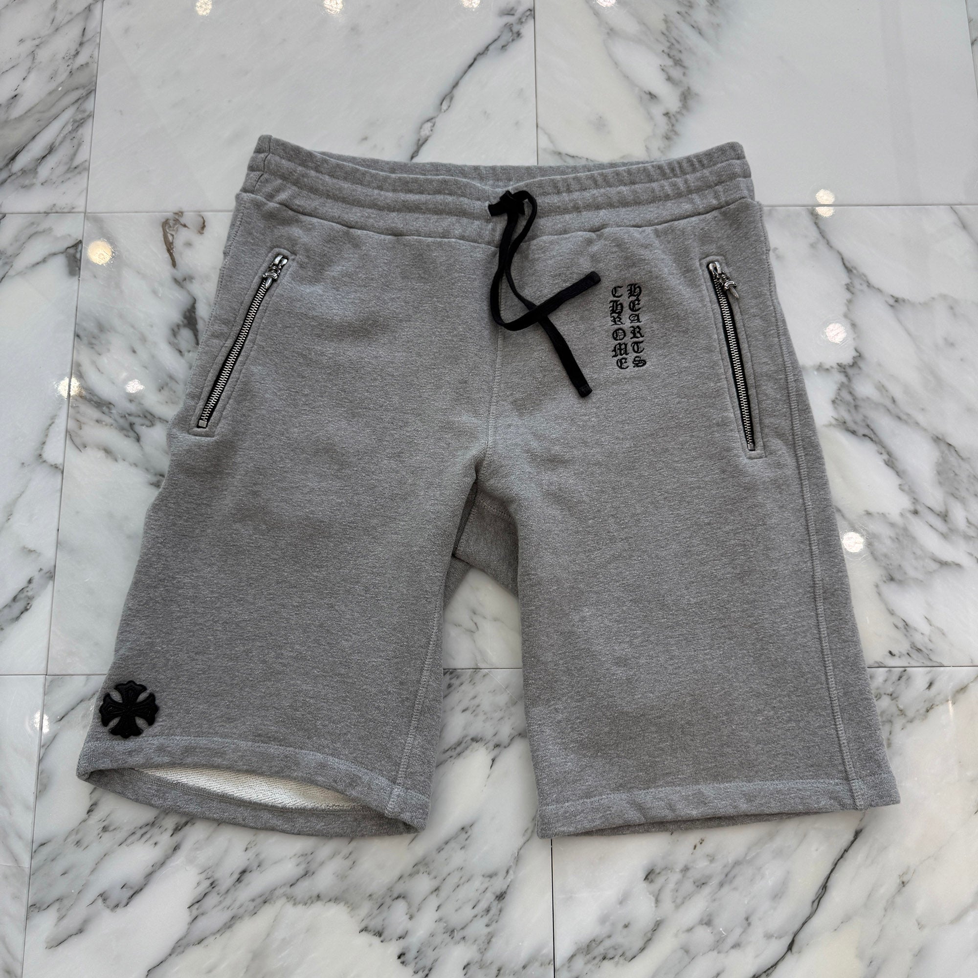 CHROME HEARTS Y NOT Vertical Logo Embroidery Dagger Zip Sweat Shorts Size L クロムハーツ ワイノット バーティカルロゴ刺繡 ダガージップ スウェットショーツ サイズL
