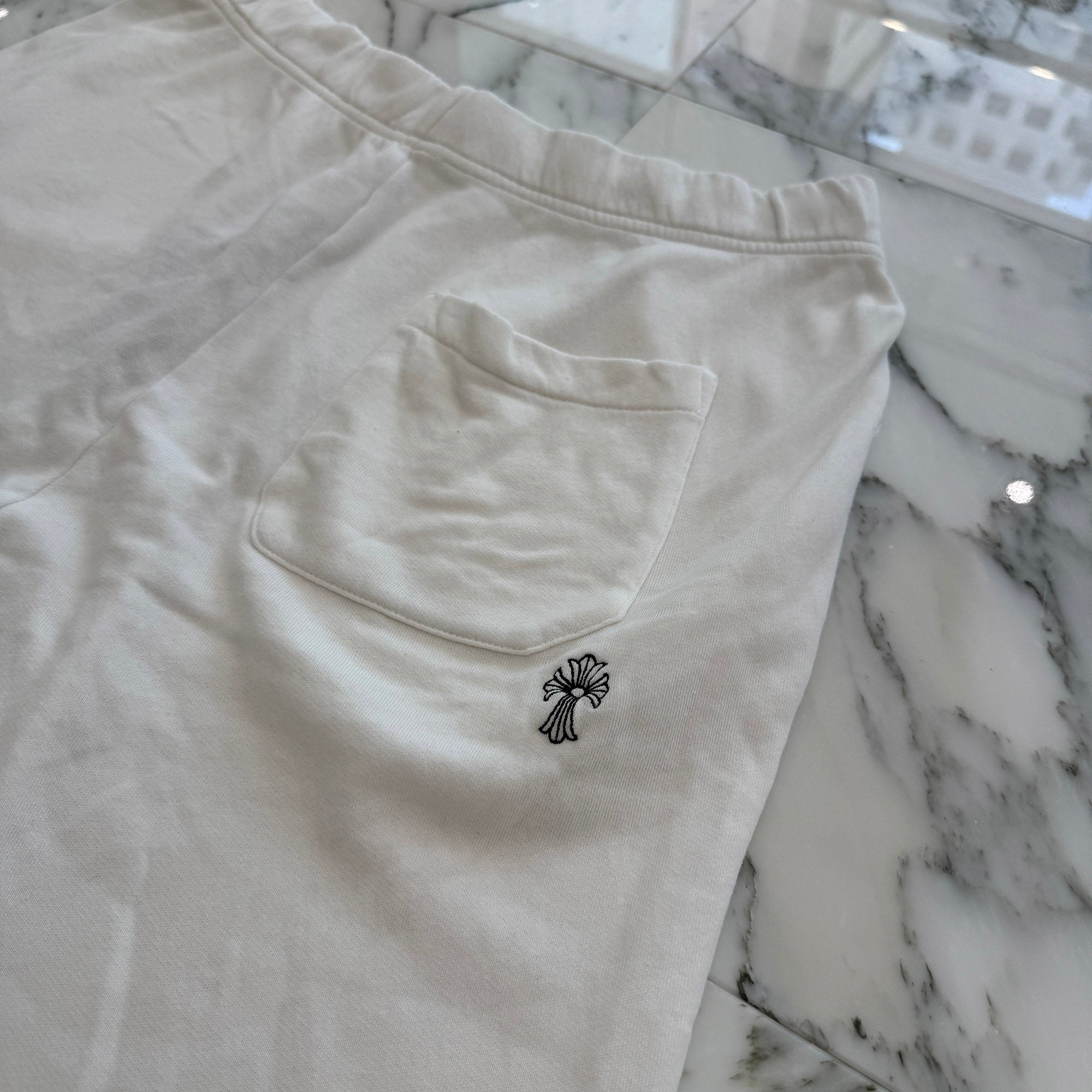 CHROME HEARTS Y NOT Vertical Logo Cross Embroidery Half Pants Size M クロムハーツ ワイノット ヴァーティカルロゴ クロス刺繡 ハーフパンツ サイズM