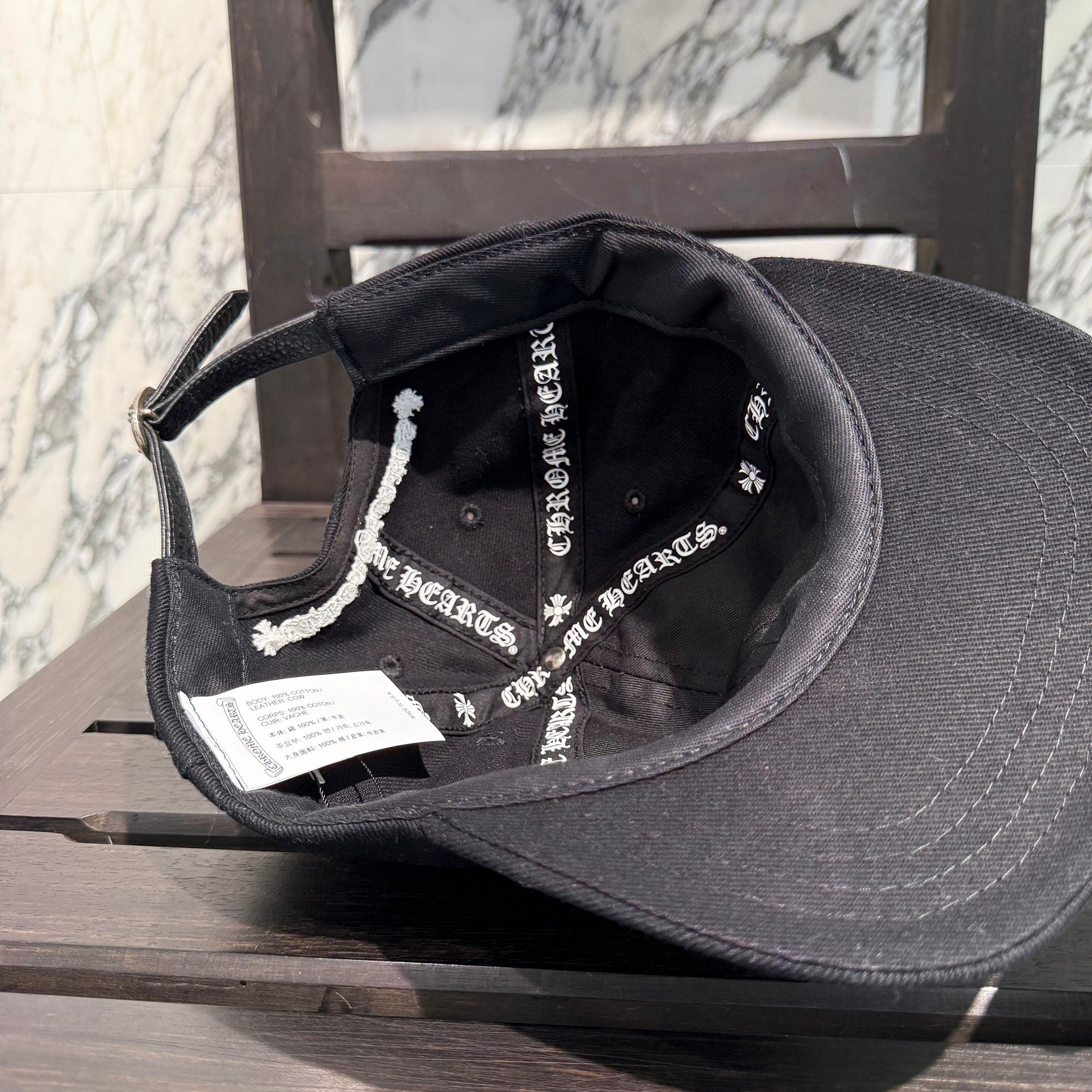 CHROME HEARTS × MATTY BOY Chomper Embroidery Leather Belt Trucker Cap Size ONE SIZE (53-60) クロムハーツ × マッティボーイ チョンパー刺繍 レザーベルト トラッカーキャップ ONE SIZE (53-60)