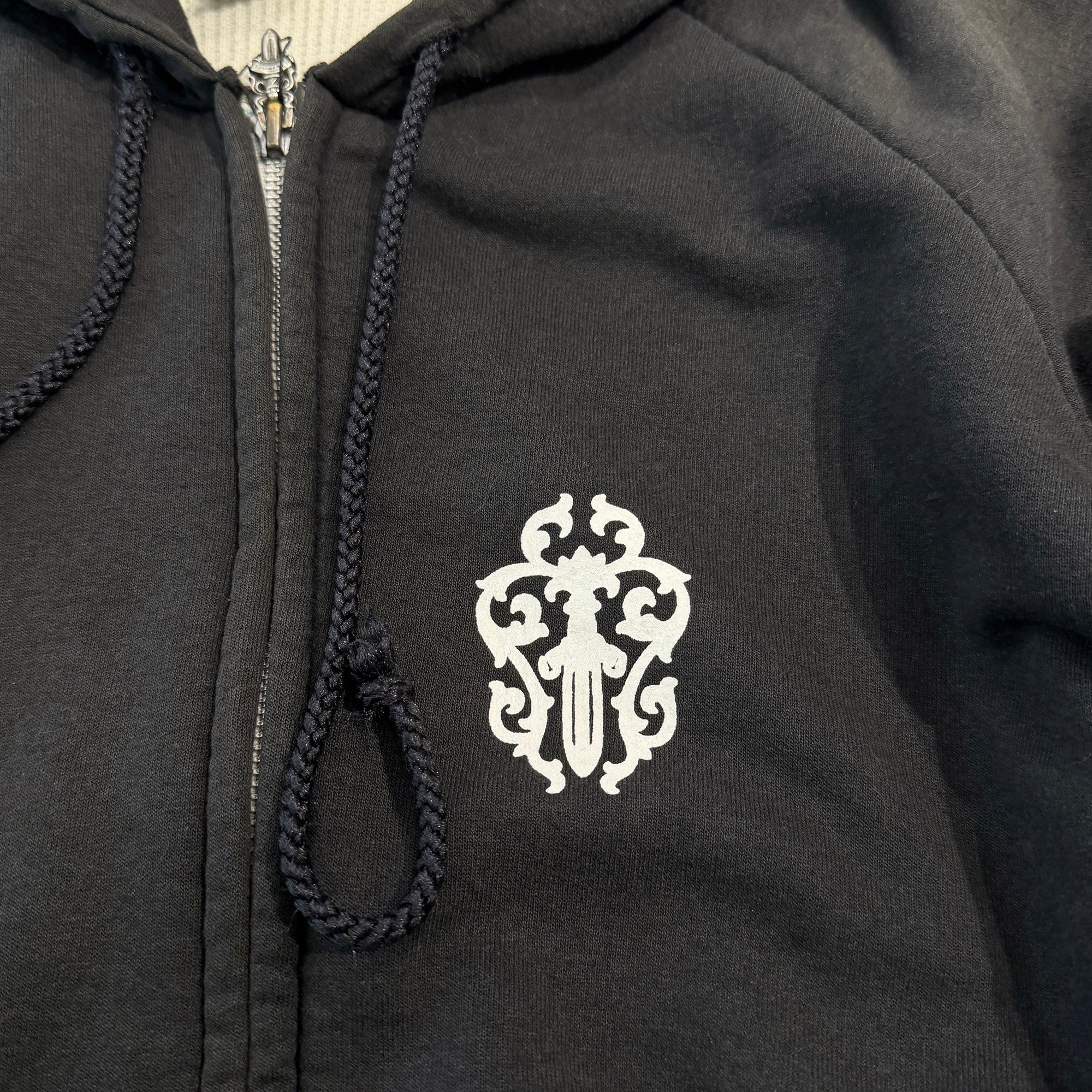 CHROME HEARTS FUCK YOU Vine Dagger Arm CH Cross Thermal Zip Up Hoodie Size L クロムハーツ ファックユー ヴァインダガー 袖 CHクロス サーマル ジップアップ フーディ サイズL