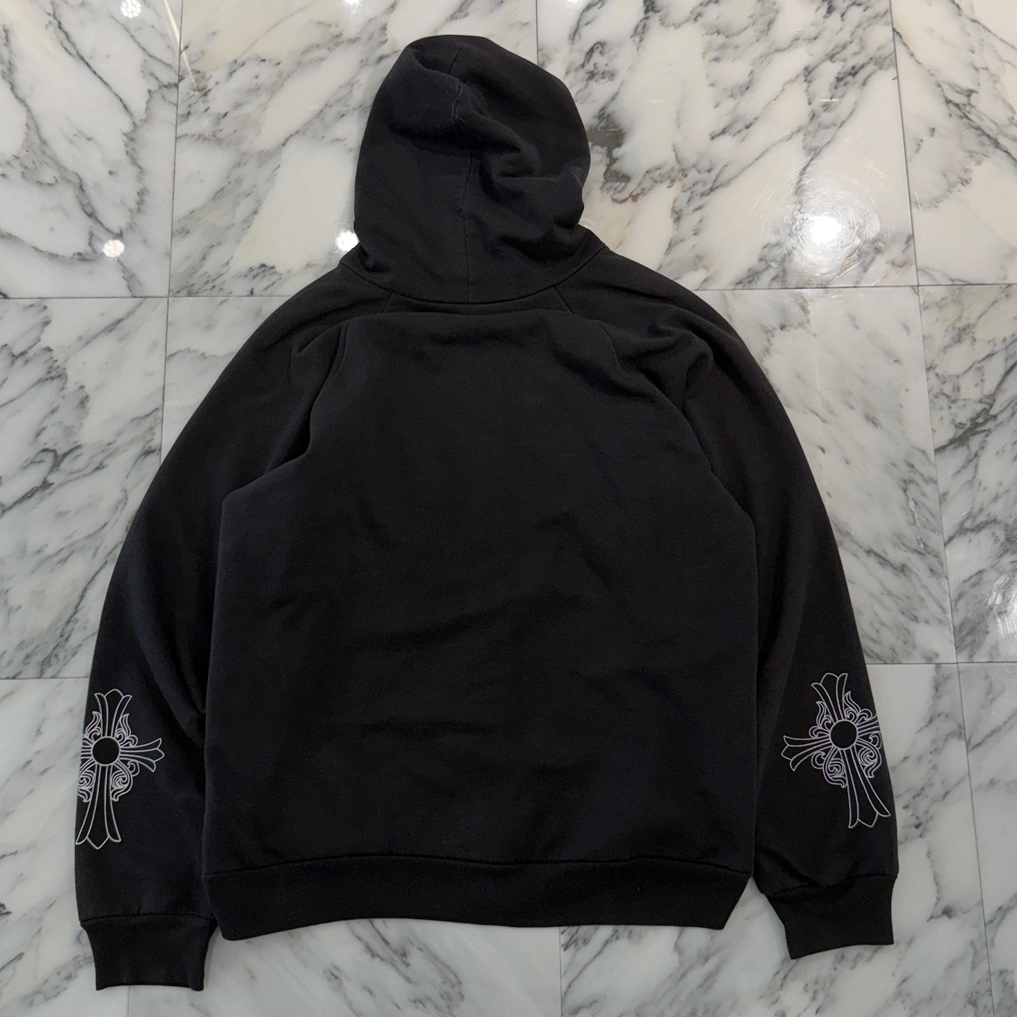 CHROME HEARTS FUCK YOU Vine Dagger Arm CH Cross Thermal Zip Up Hoodie Size L クロムハーツ ファックユー ヴァインダガー 袖 CHクロス サーマル ジップアップ フーディ サイズL