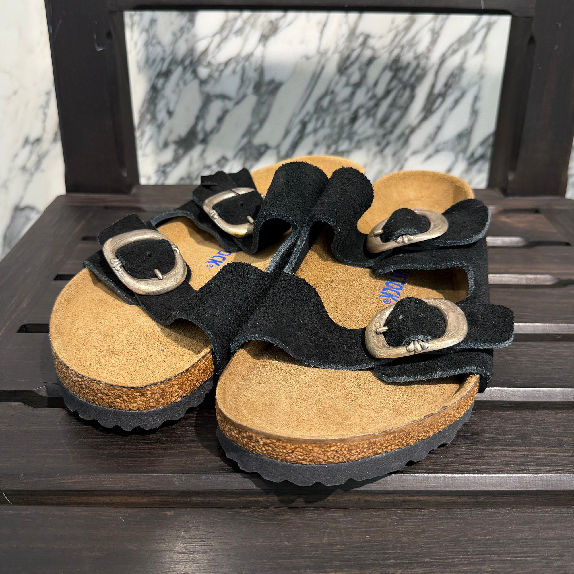 CHROME HEARTS × BIRKENSTOCK Gunslinger Buckle Arizona Suede Leather Sandals Size 42(27.0cm) クロムハーツ × ビルケンシュトック ガンスリンガーバックル アリゾナ スエードレザー サンダル サイズ42(27cm)