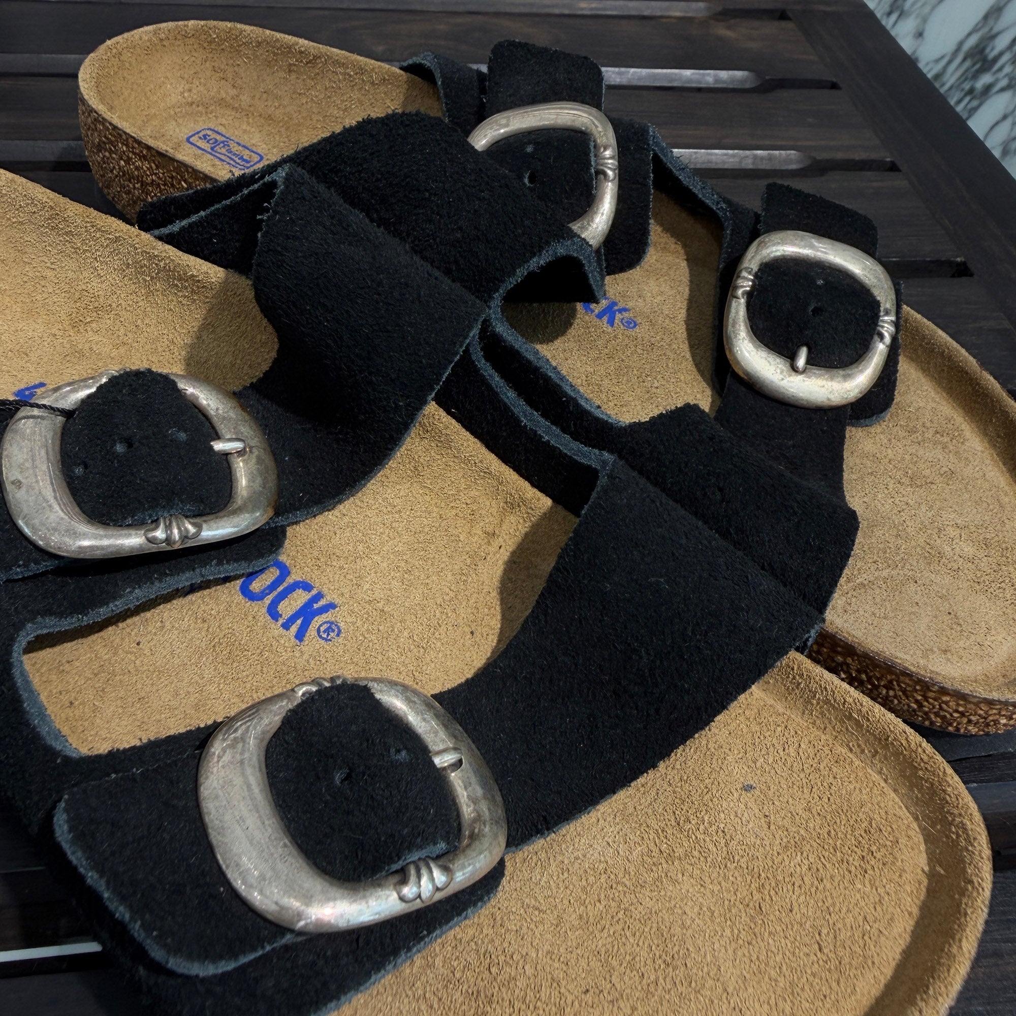 CHROME HEARTS × BIRKENSTOCK Gunslinger Buckle Arizona Suede Leather Sandals Size 42(27.0cm) クロムハーツ × ビルケンシュトック ガンスリンガーバックル アリゾナ スエードレザー サンダル サイズ42(27cm)
