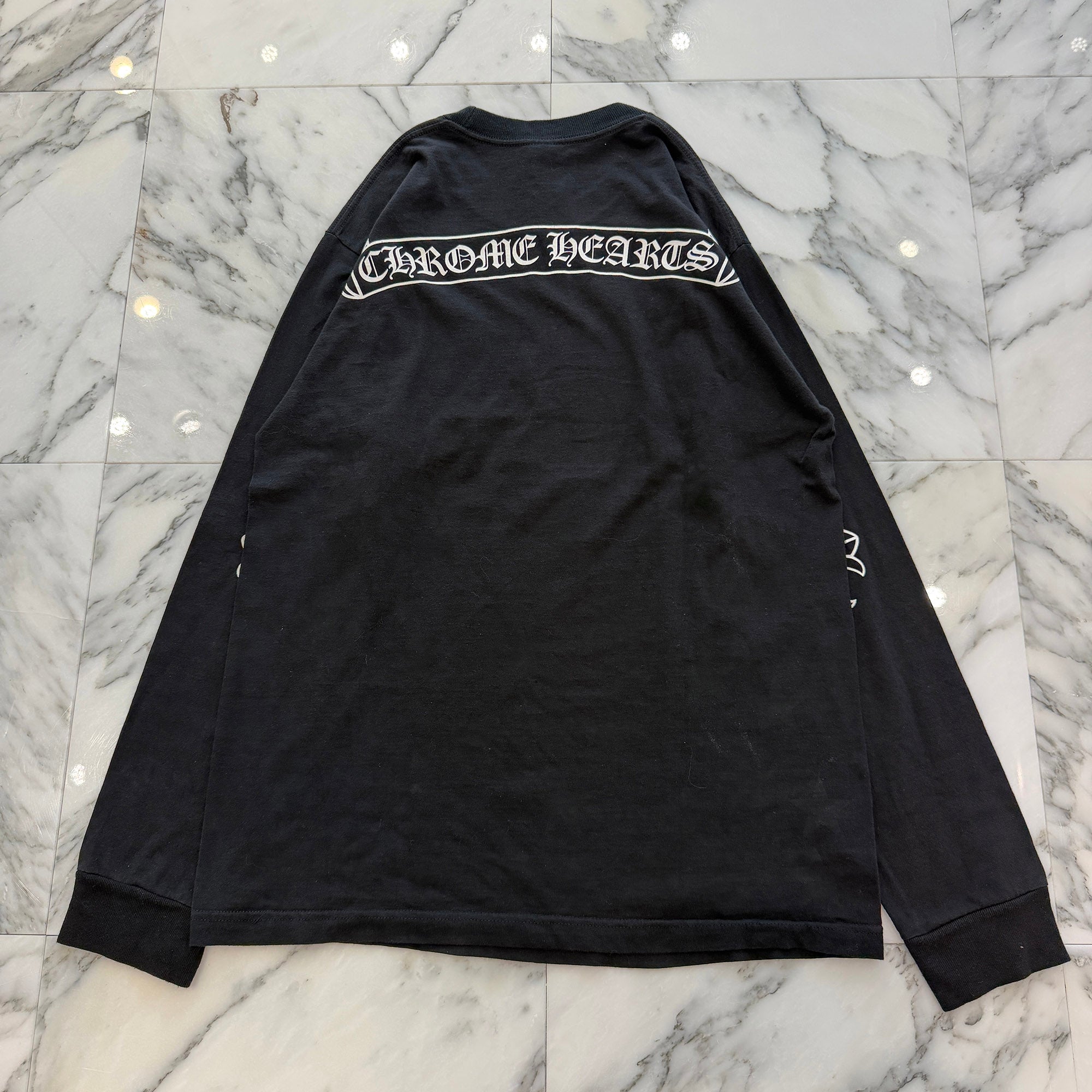 CHROME HEARTS Back Scroll Sleeve CH Plus Star Print Long Sleeve Tee Size L クロムハーツ バックスクロール 袖CHプラス スター ロングスリーブ Tシャツ サイズL
