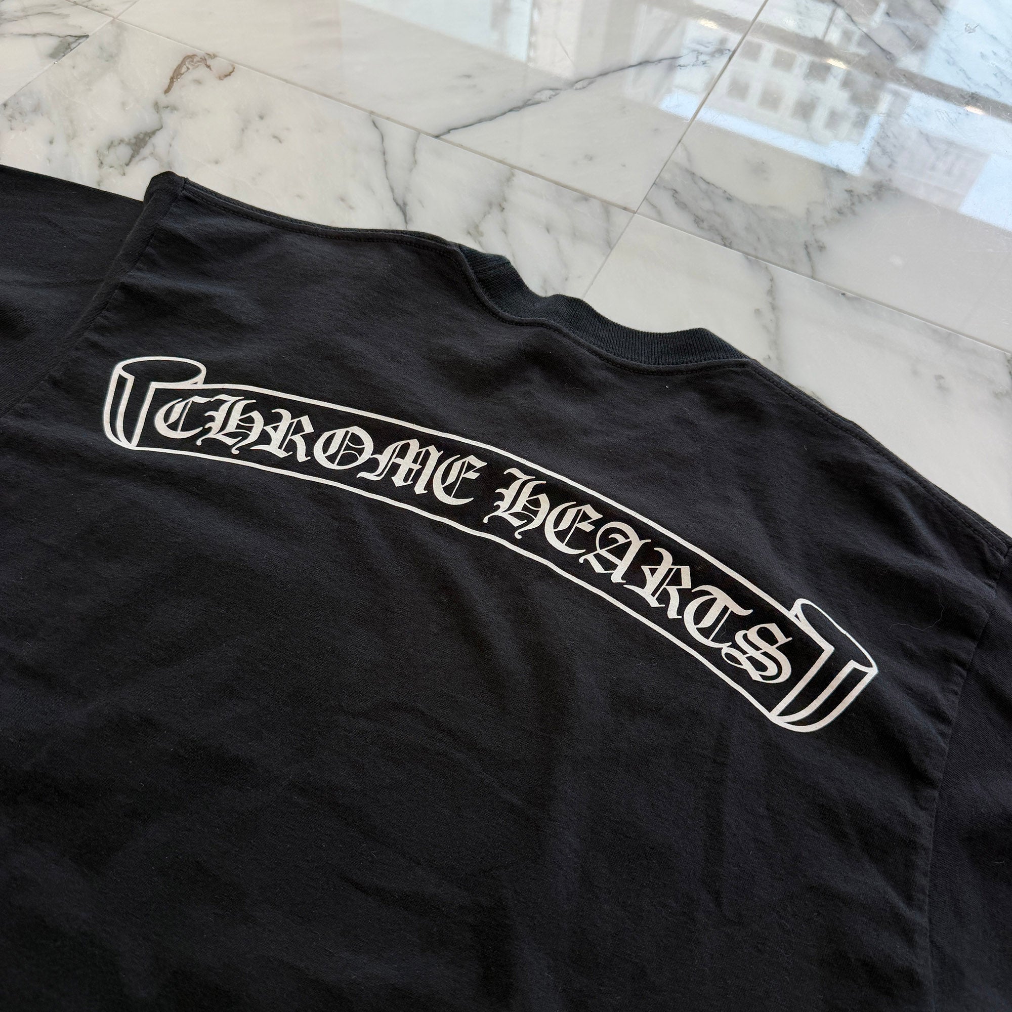 CHROME HEARTS Back Scroll Sleeve CH Plus Star Print Long Sleeve Tee Size L クロムハーツ バックスクロール 袖CHプラス スター ロングスリーブ Tシャツ サイズL