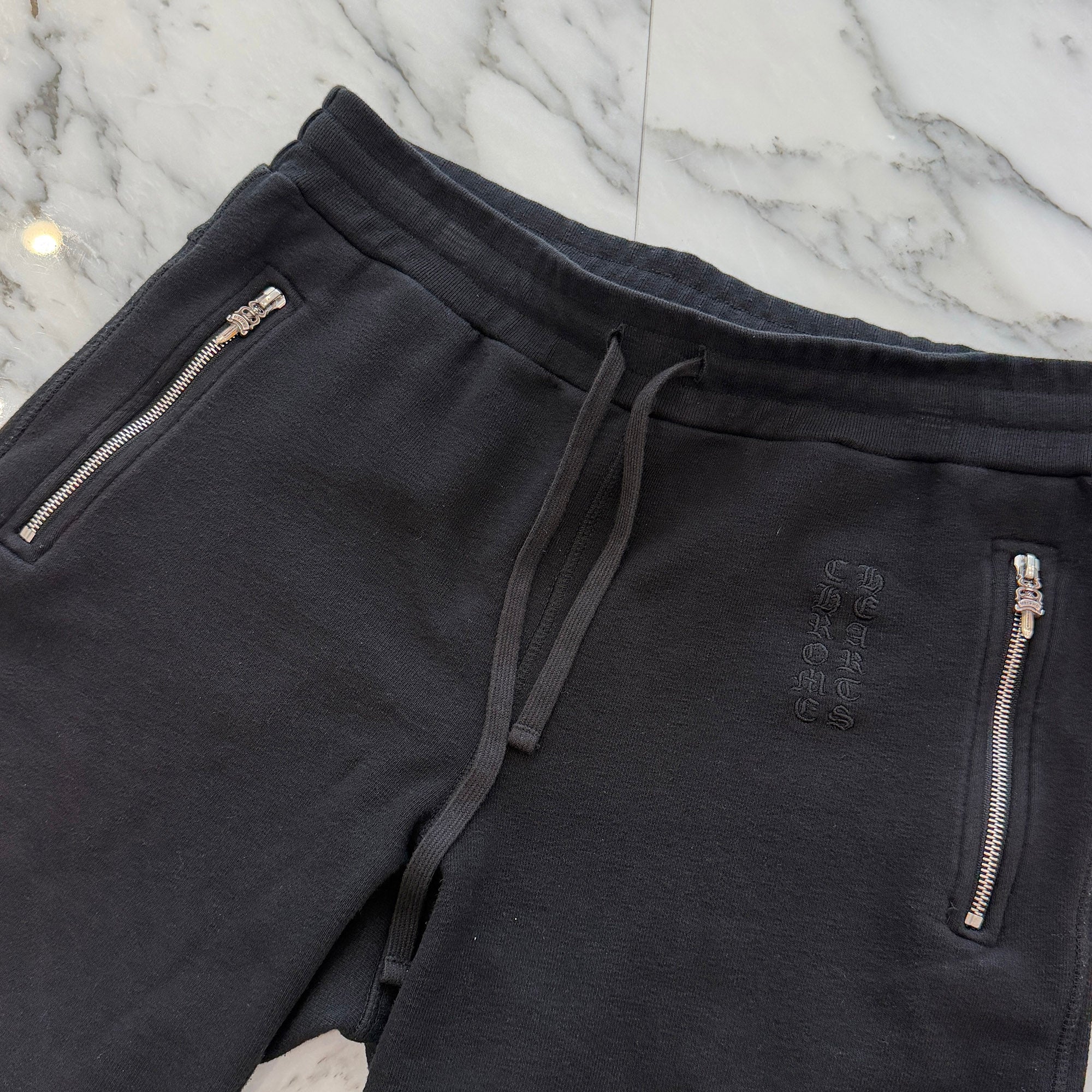 CHROME HEARTS Y NOT Vertical Logo Embroidery Dagger Zip Sweat Shorts Size M クロムハーツ ワイノット バーティカルロゴ刺繡 ダガージップ スウェットショーツ サイズM