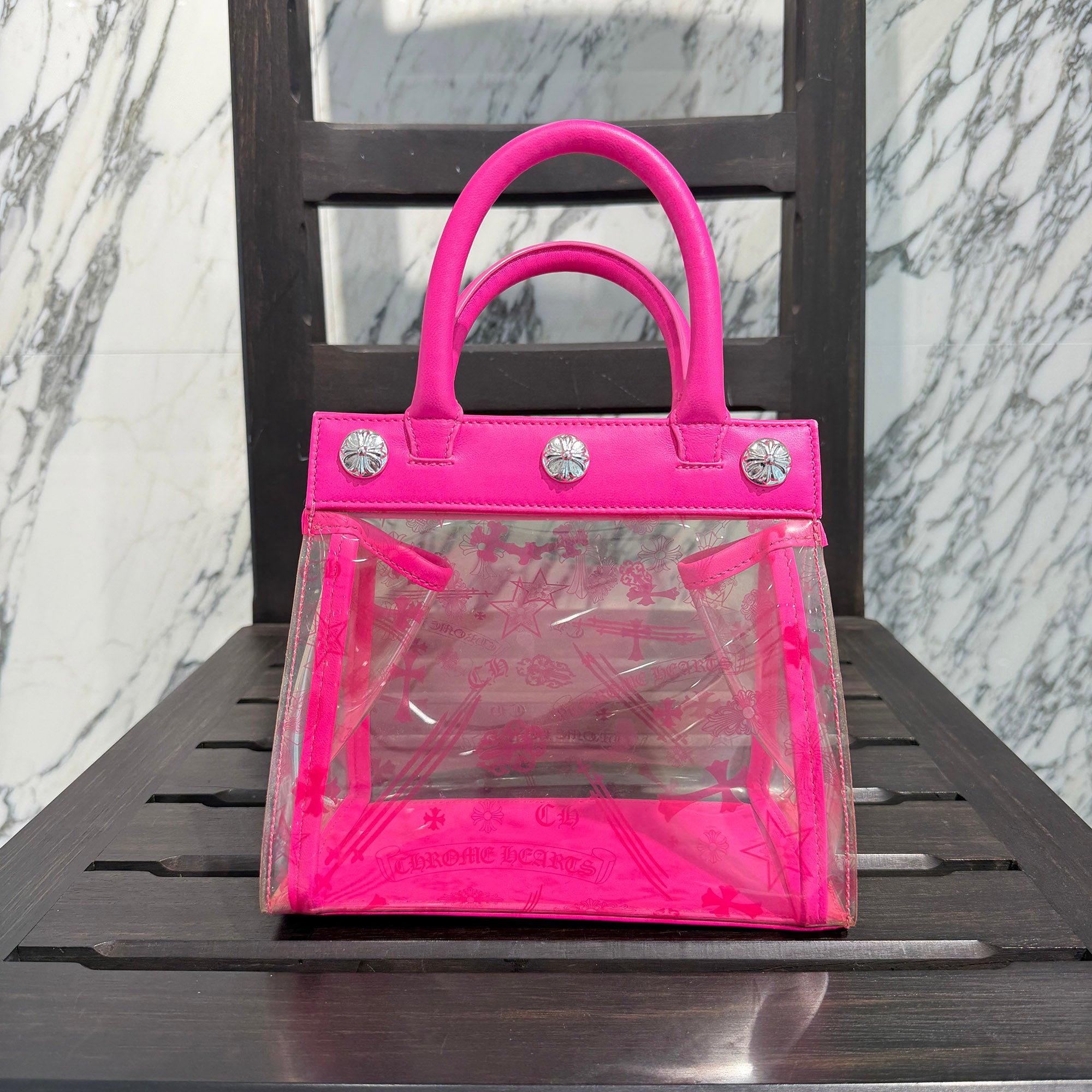 CHROME HEARTS PVC Multi Logo Drew Mini Tote Bag クロムハーツ PVC マルチロゴ ドリュー ミニトートバッグ