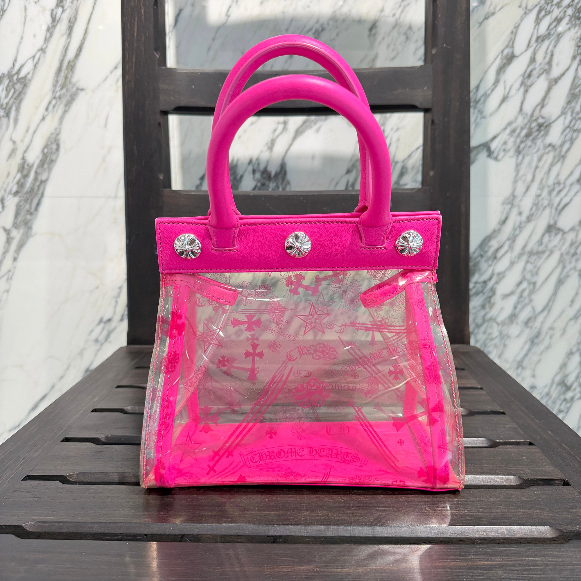 CHROME HEARTS PVC Multi Logo Drew Mini Tote Bag クロムハーツ PVC マルチロゴ ドリュー ミニトートバッグ