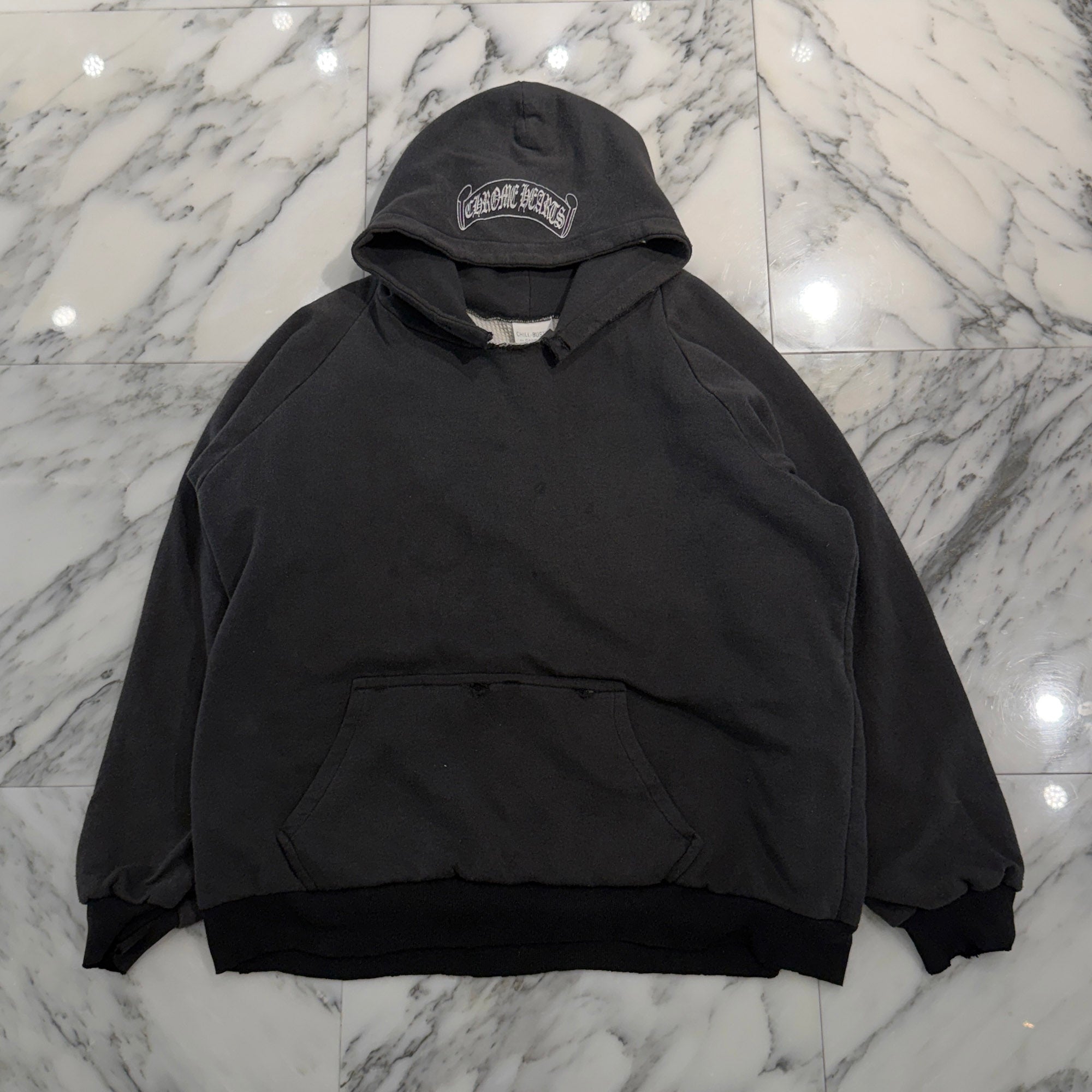 CHROME HEARTS Back Scroll Logo Thermal Pullover Hoodie Size L クロムハーツ バックスクロールロゴ サーマルプルオーバーフーディー サイズL