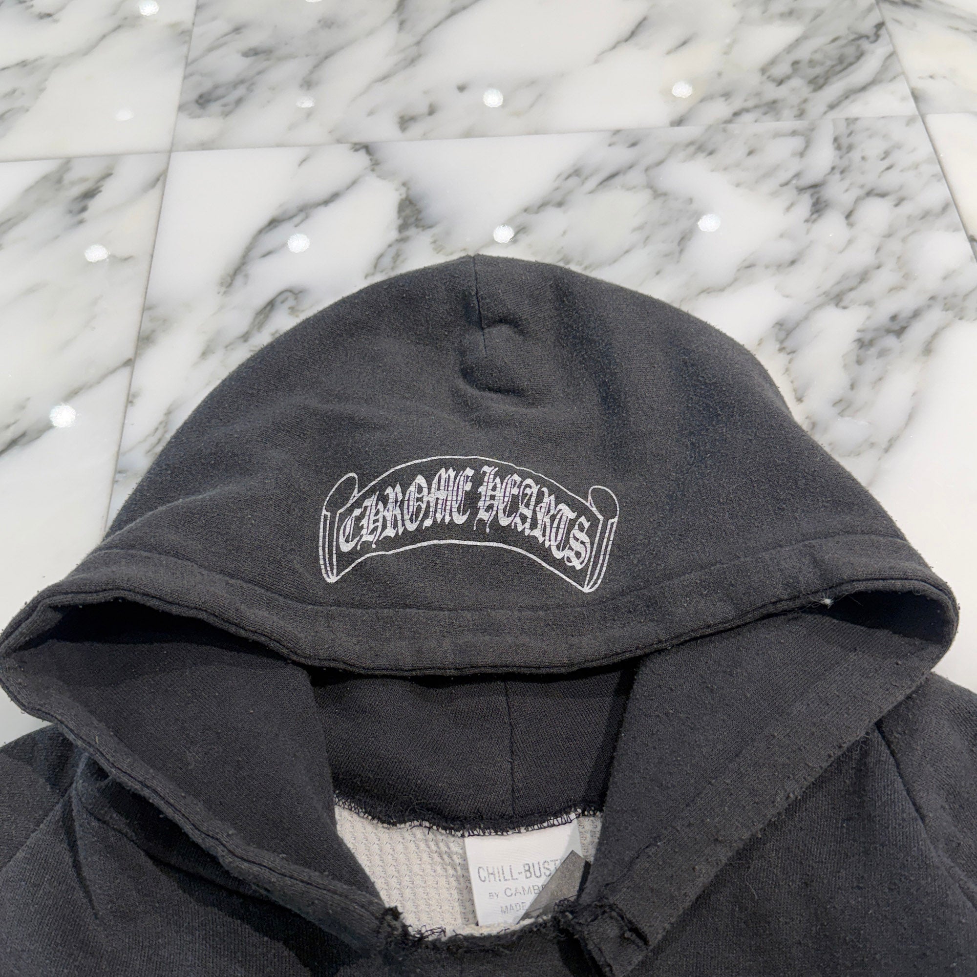 CHROME HEARTS Back Scroll Logo Thermal Pullover Hoodie Size L クロムハーツ バックスクロールロゴ サーマルプルオーバーフーディー サイズL