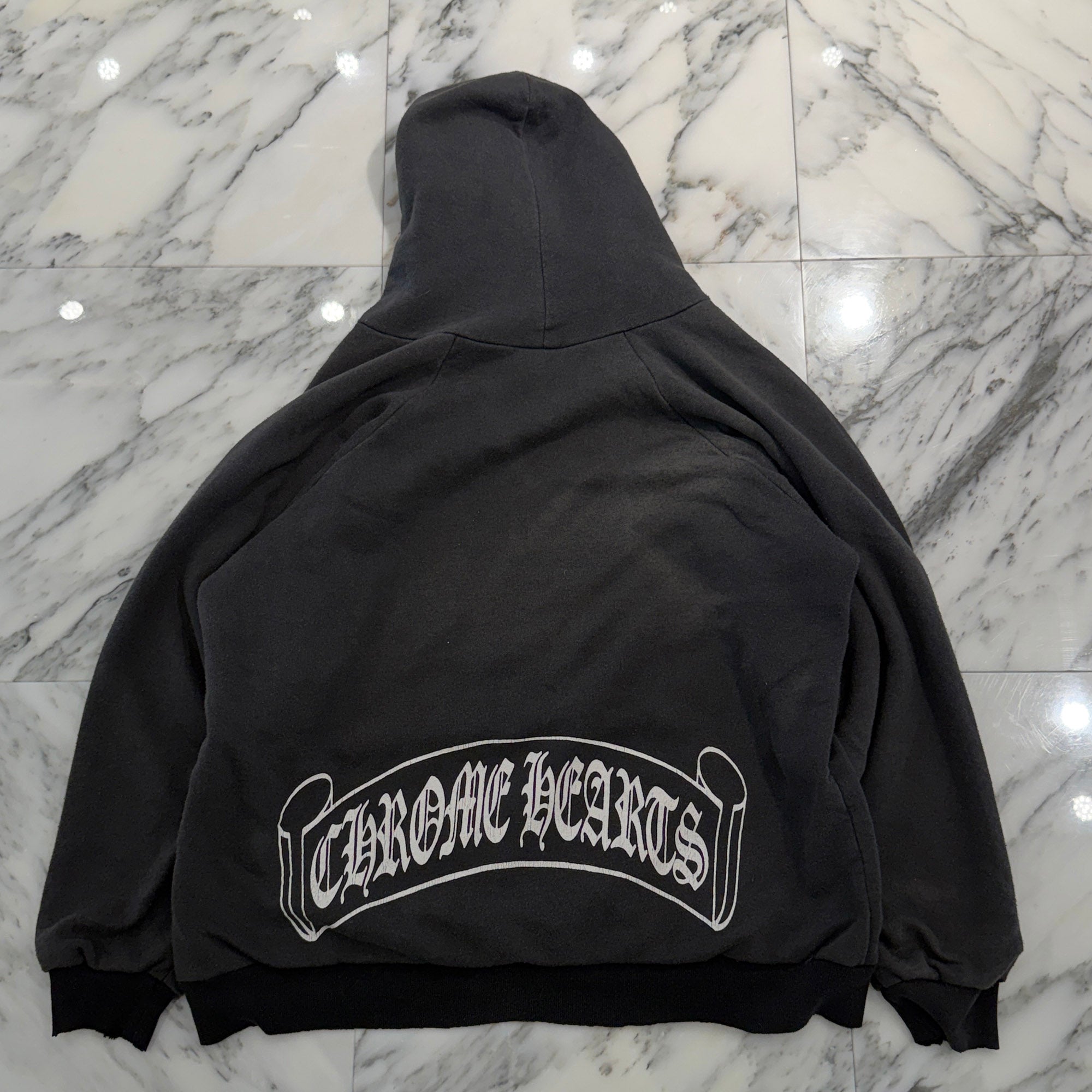 CHROME HEARTS Back Scroll Logo Thermal Pullover Hoodie Size L クロムハーツ バックスクロールロゴ サーマルプルオーバーフーディー サイズL