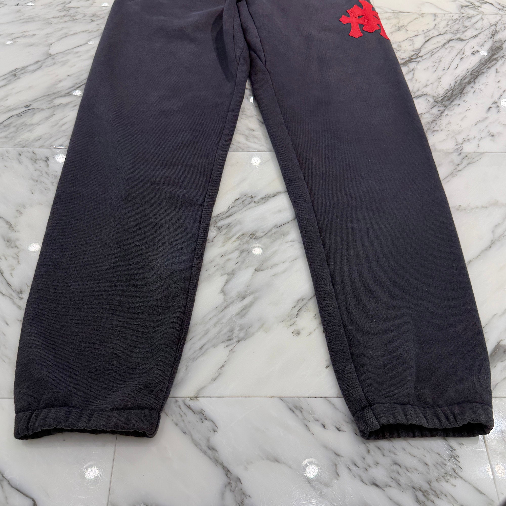 CHROME HEARTS Y NOT 3 Cemetery Cross Leather Patch Sweat Long Pants Size L クロムハーツ ワイノット 3セメタリークロス レザーパッチ スウェットロングパンツ サイズL