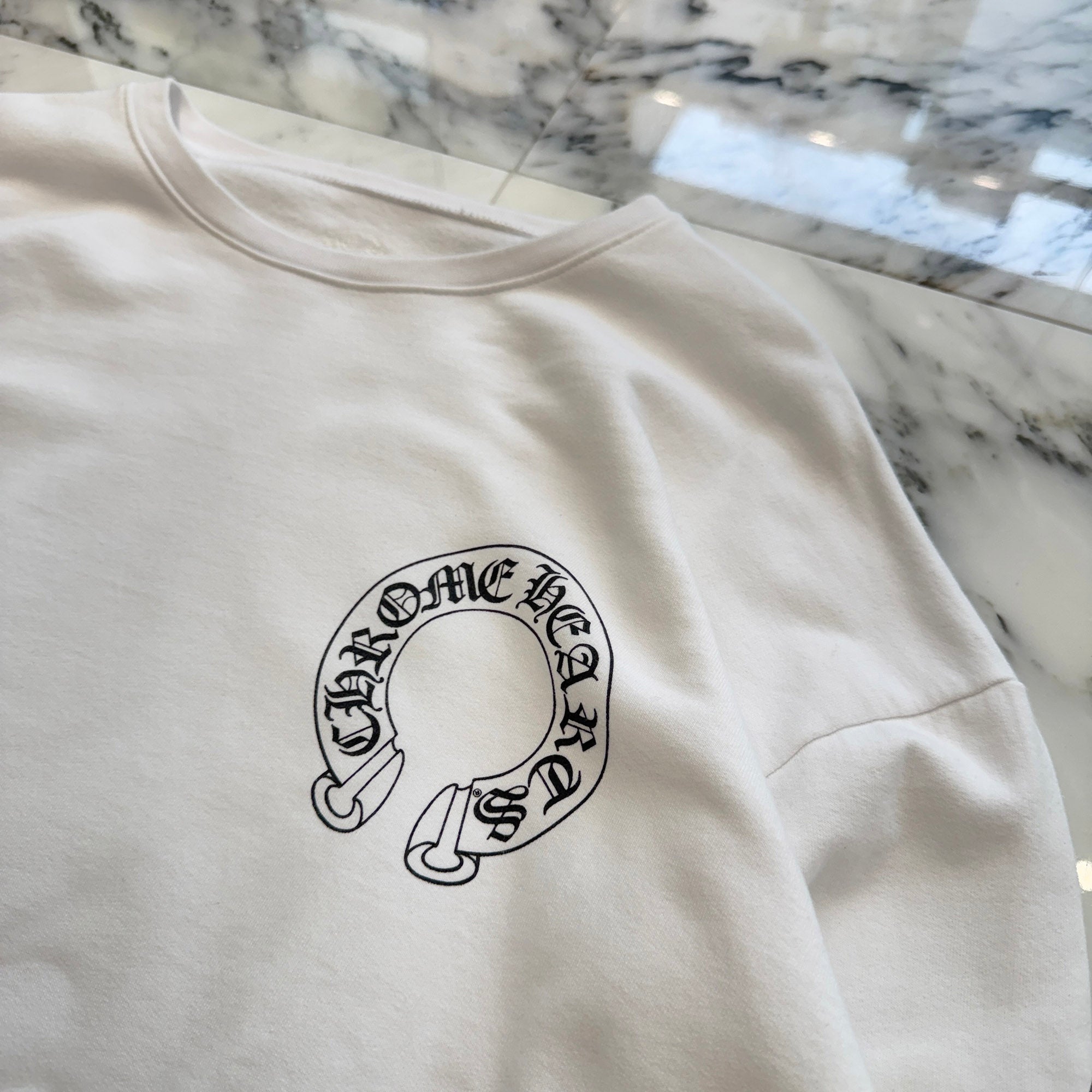 CHROME HEARTS Floral Cross Horseshoe Crewneck Sweat Shirts Size XL クロムハーツ フローラルクロス ホースシュー クルーネック スウェットシャツ サイズXL