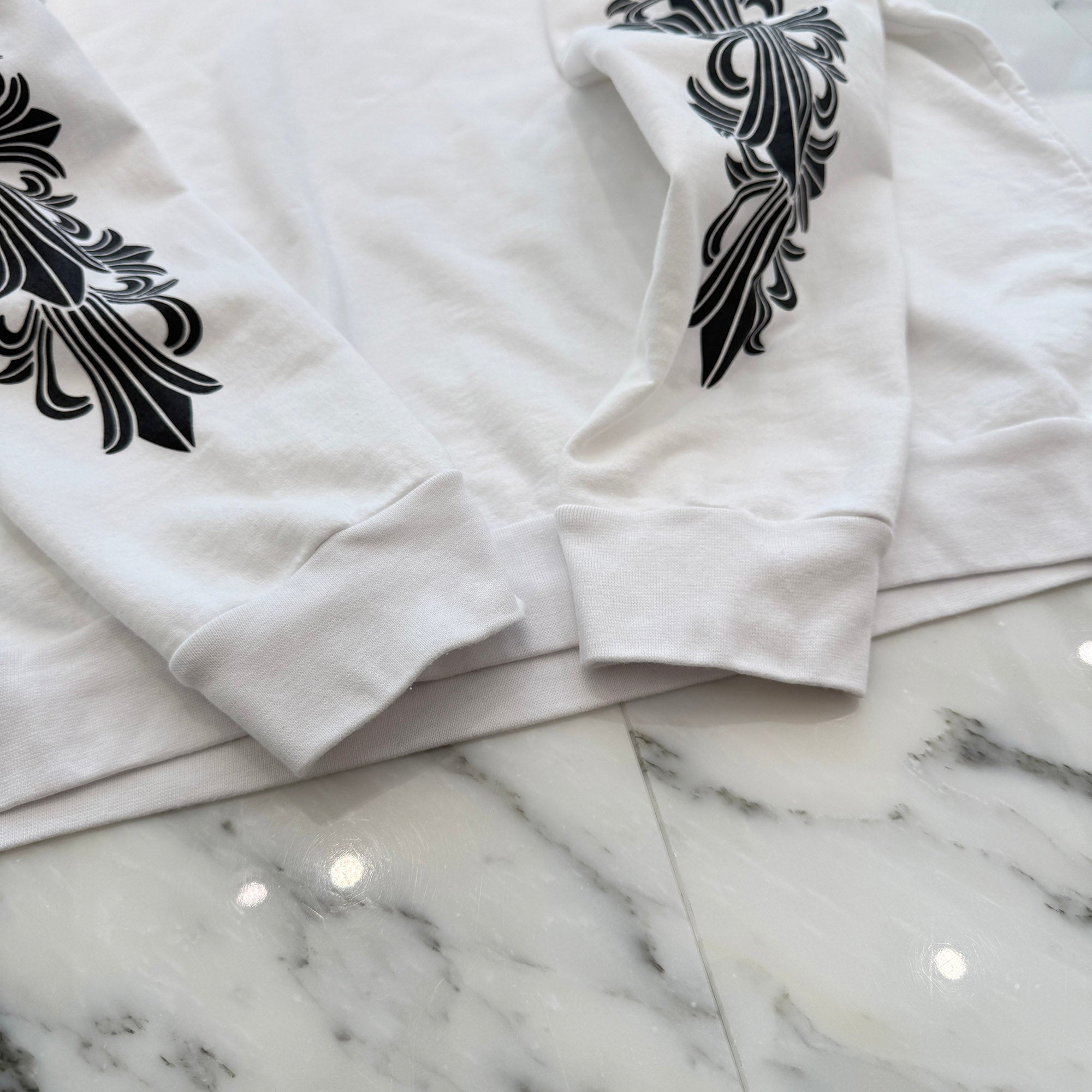 CHROME HEARTS Floral Cross Horseshoe Crewneck Sweat Shirts Size XL クロムハーツ フローラルクロス ホースシュー クルーネック スウェットシャツ サイズXL
