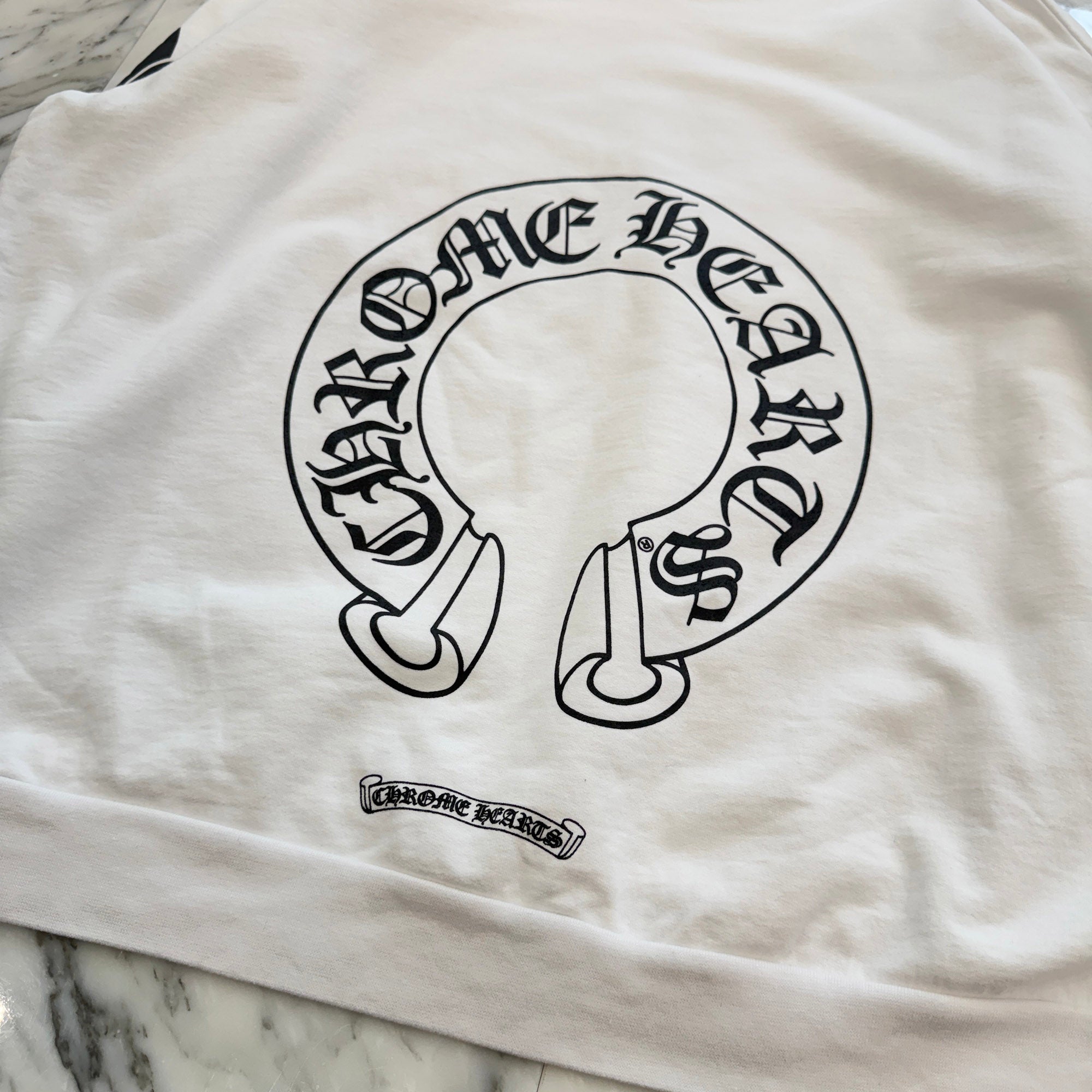 CHROME HEARTS Floral Cross Horseshoe Crewneck Sweat Shirts Size XL クロムハーツ フローラルクロス ホースシュー クルーネック スウェットシャツ サイズXL