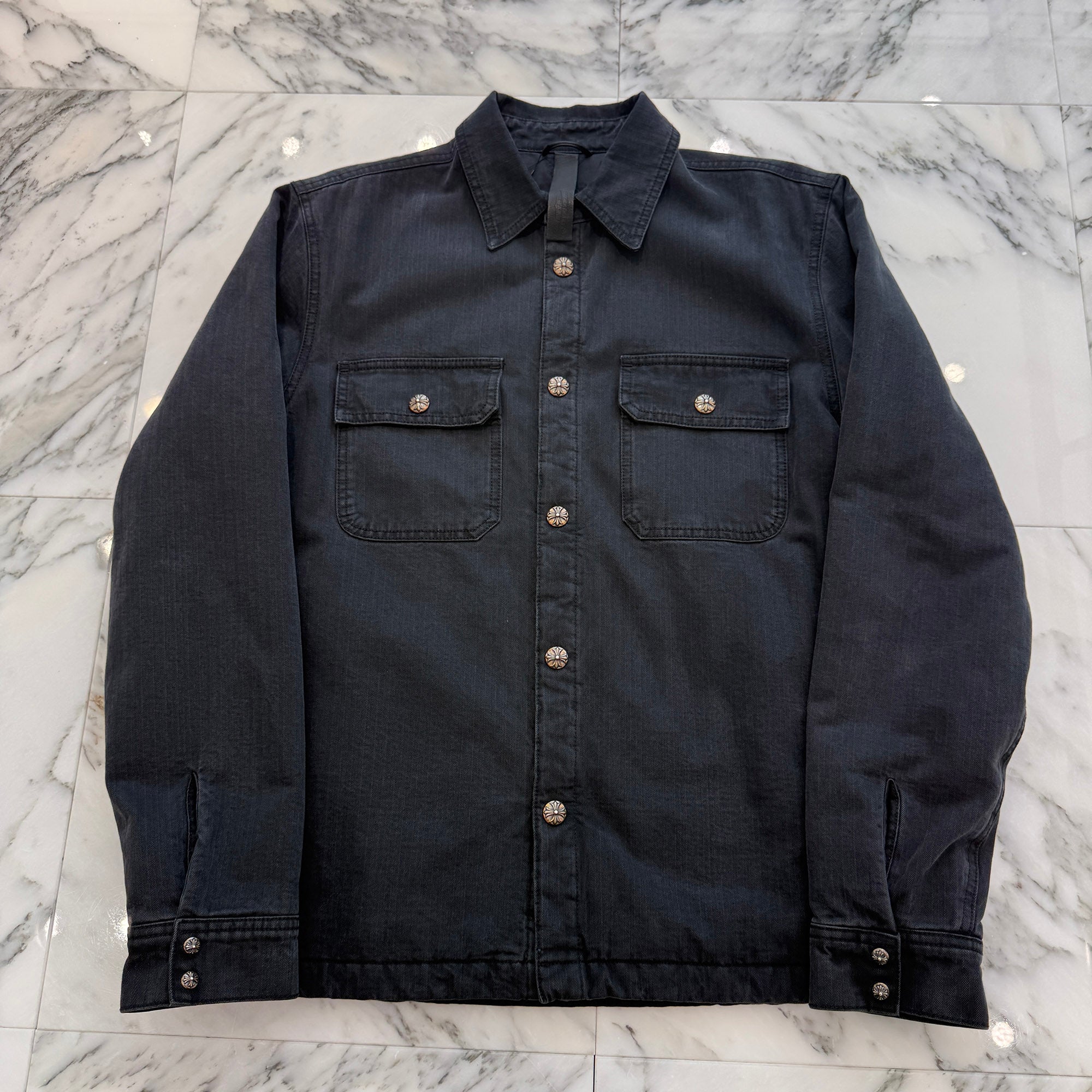 CHROME HEARTS Y NOT WORK DOG Herringbone Shirt Jacket Size L クロムハーツ ワイノット ワークドッグ ヘリンボーン シャツジャケット サイズL