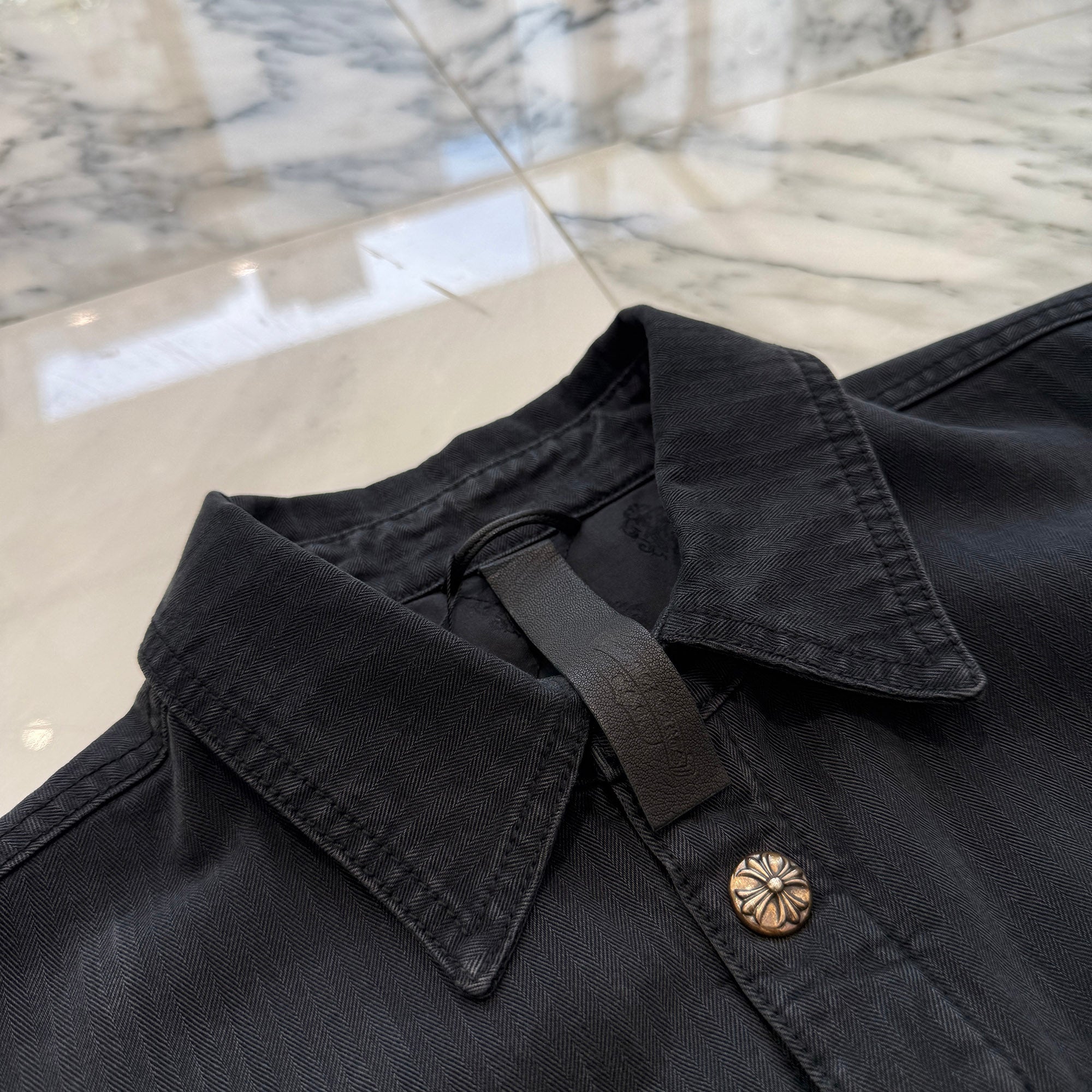 CHROME HEARTS Y NOT WORK DOG Herringbone Shirt Jacket Size L クロムハーツ ワイノット ワークドッグ ヘリンボーン シャツジャケット サイズL