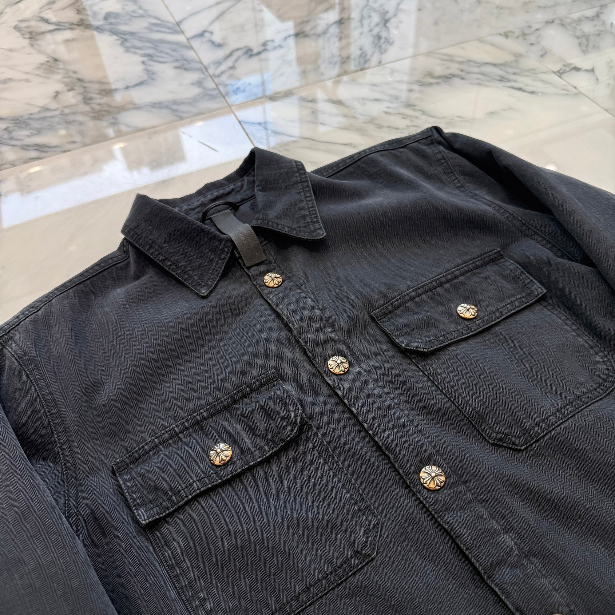 CHROME HEARTS Y NOT WORK DOG Herringbone Shirt Jacket Size L クロムハーツ ワイノット ワークドッグ ヘリンボーン シャツジャケット サイズL