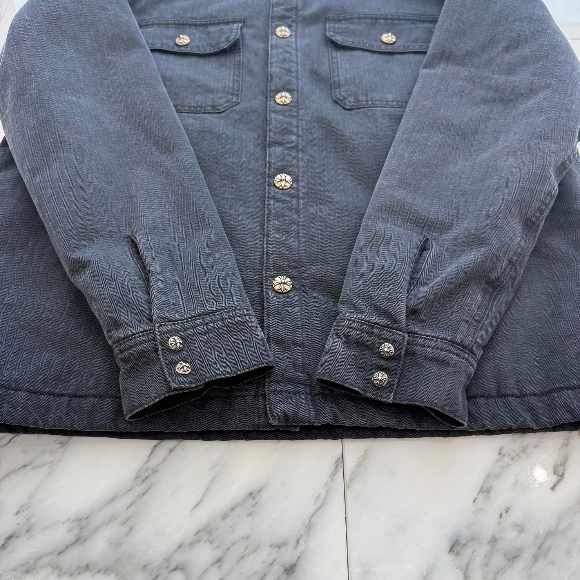 CHROME HEARTS Y NOT WORK DOG Herringbone Shirt Jacket Size L クロムハーツ ワイノット ワークドッグ ヘリンボーン シャツジャケット サイズL