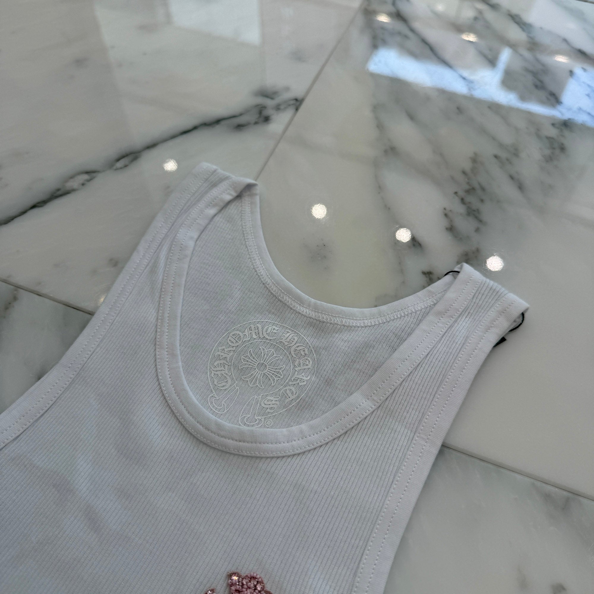 CHROME HEARTS Beads Embroidery CH Cross Tank Top Size XSM/SML クロムハーツ ビーズ刺繍 CHクロス タンクトップ サイズXSM/SML