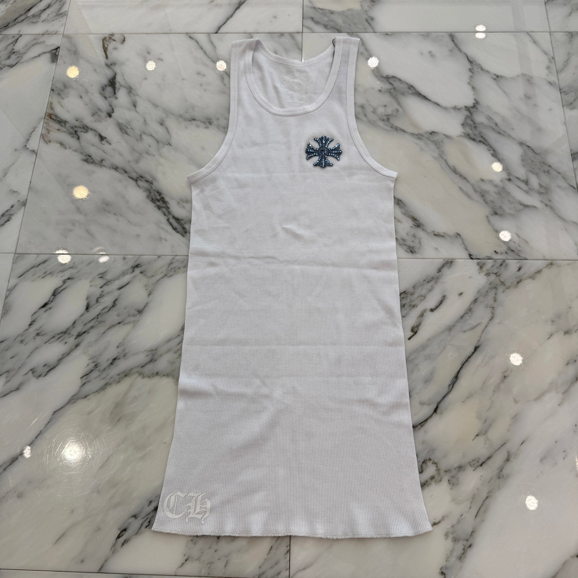 CHROME HEARTS Beads Embroidery CH Plus Tank Top Size XSM/SML クロムハーツ ビーズ刺繍 CHプラス タンクトップ サイズXSM/SML