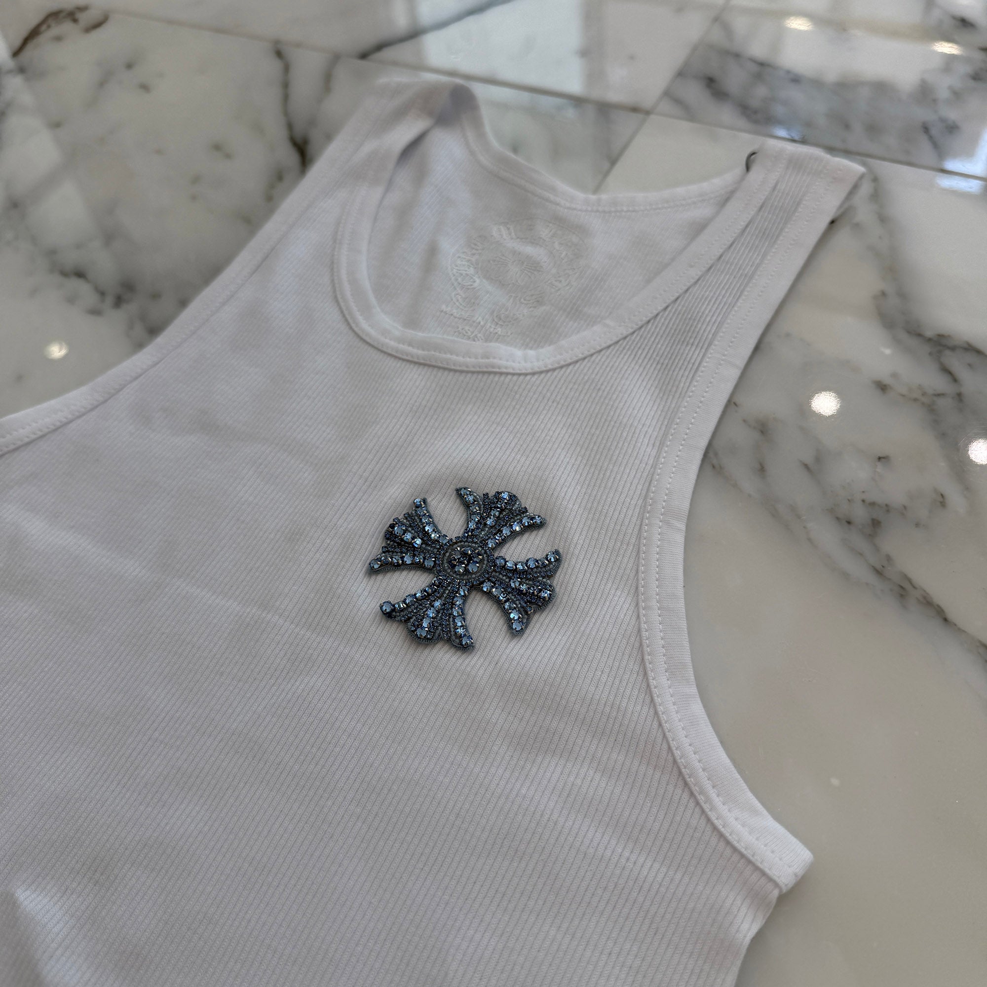 CHROME HEARTS Beads Embroidery CH Plus Tank Top Size XSM/SML クロムハーツ ビーズ刺繍 CHプラス タンクトップ サイズXSM/SML